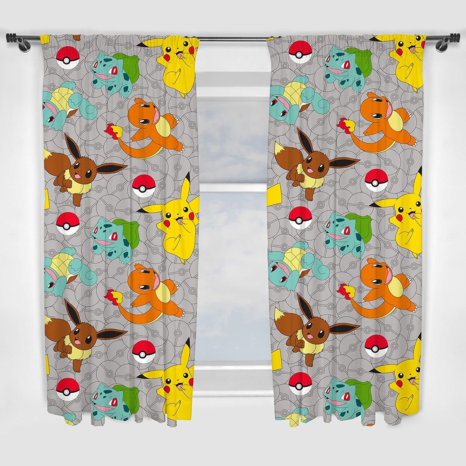 Pokemon 'Catch' Pencil Pleat 66 X 72 inch Drop Curtain Pair