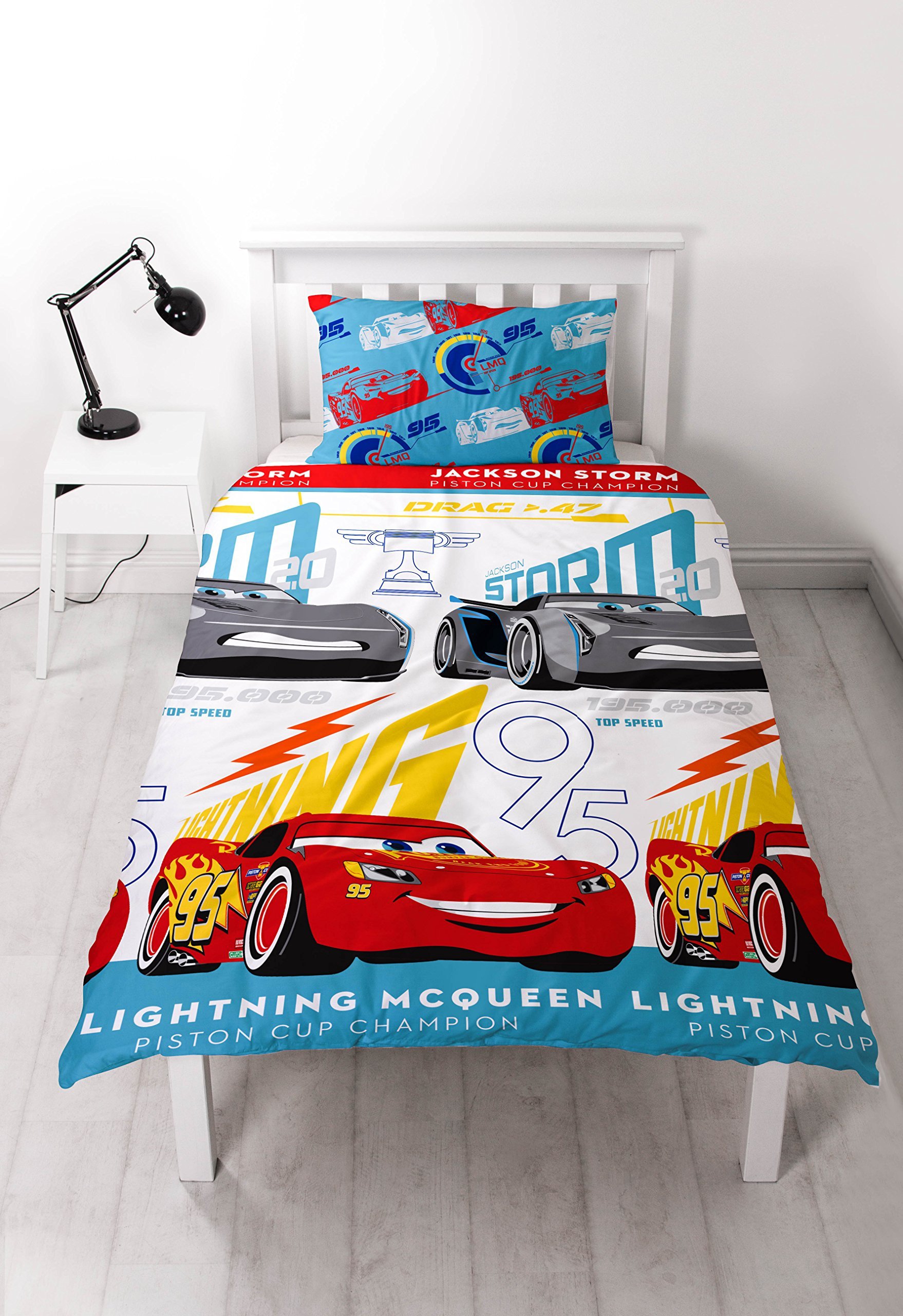 Disney Cars 3 'Lightning' Reversible Rotary Single Bed Duvet Quilt Cover Set