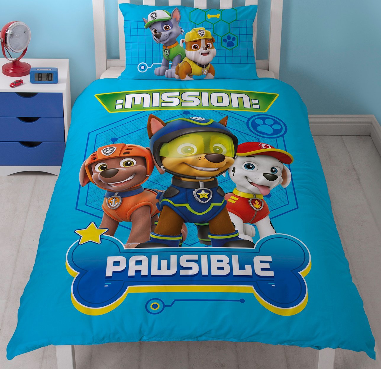 Paw Patrol 'Spy' Mission Pawsible Panel Single Bed Duvet Quilt Cover Set