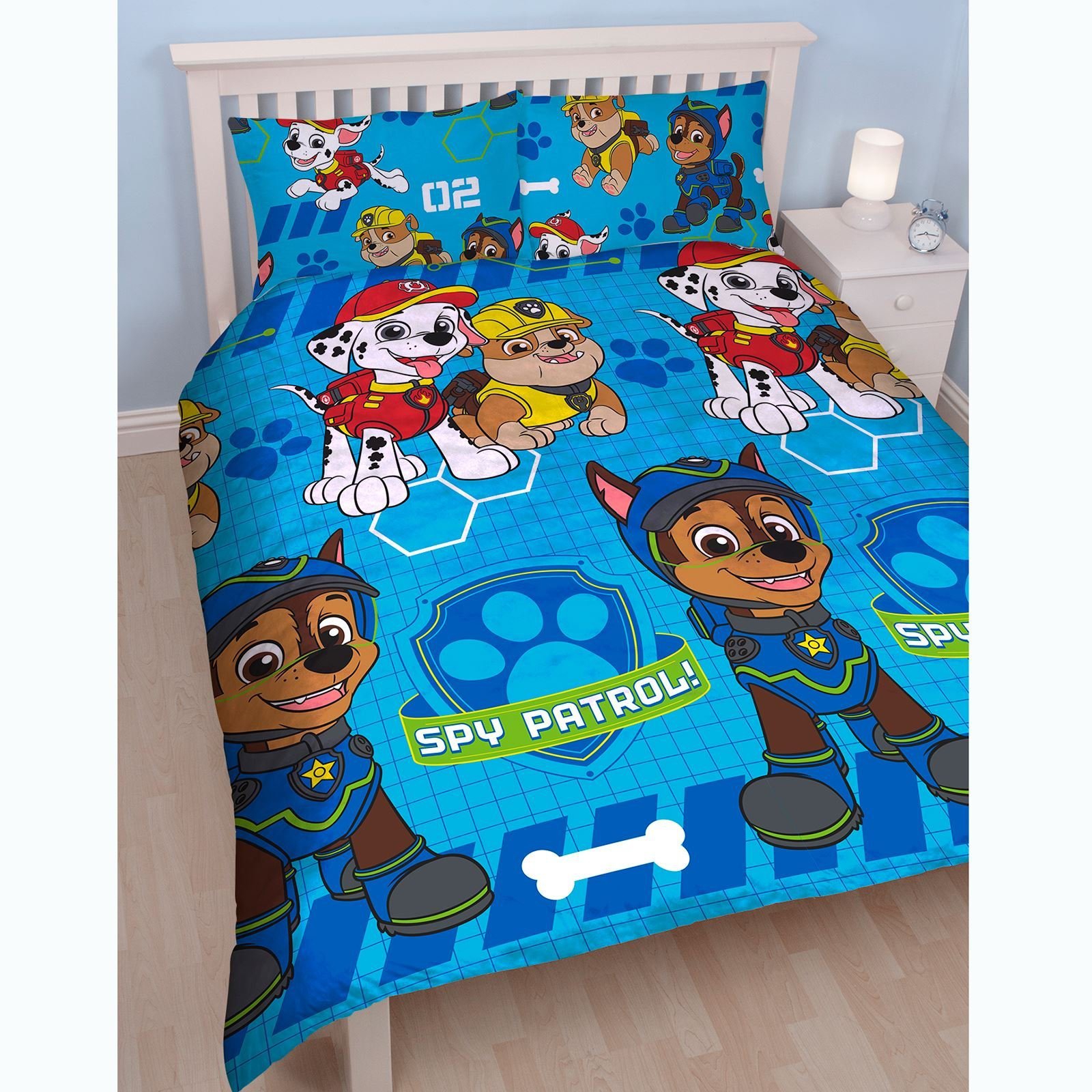 Paw Patrol 'Spy' Reversible Rotary Double Bed Duvet Quilt Cover Set
