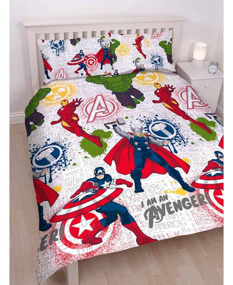 Avengers 'Mission' Reversible Rotary Double Bed Duvet Quilt Cover Set