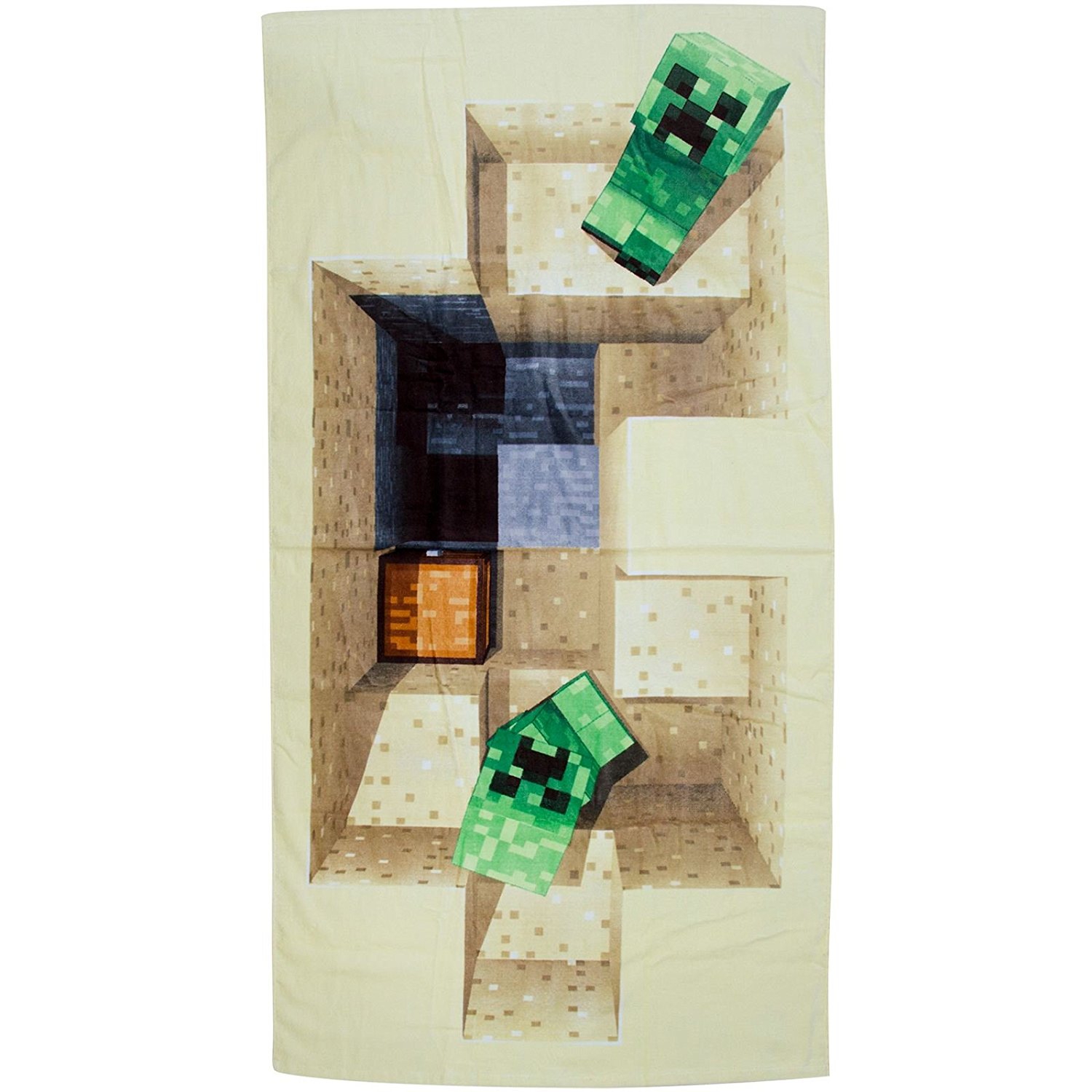 Minecraft Creeper Defeat Printed Beach Towel