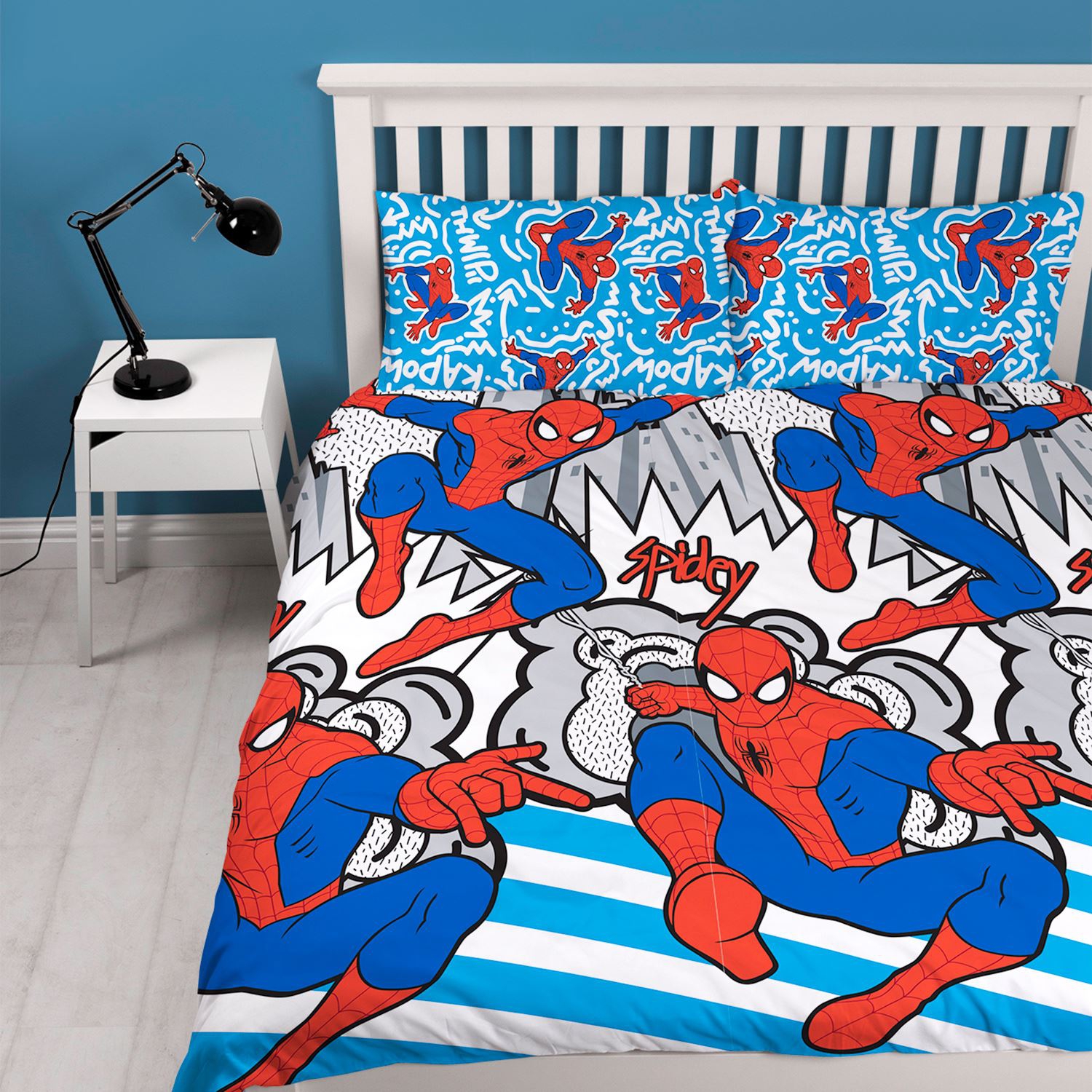 Spiderman 'Popart' Reversible Rotary Double Bed Duvet Quilt Cover Set