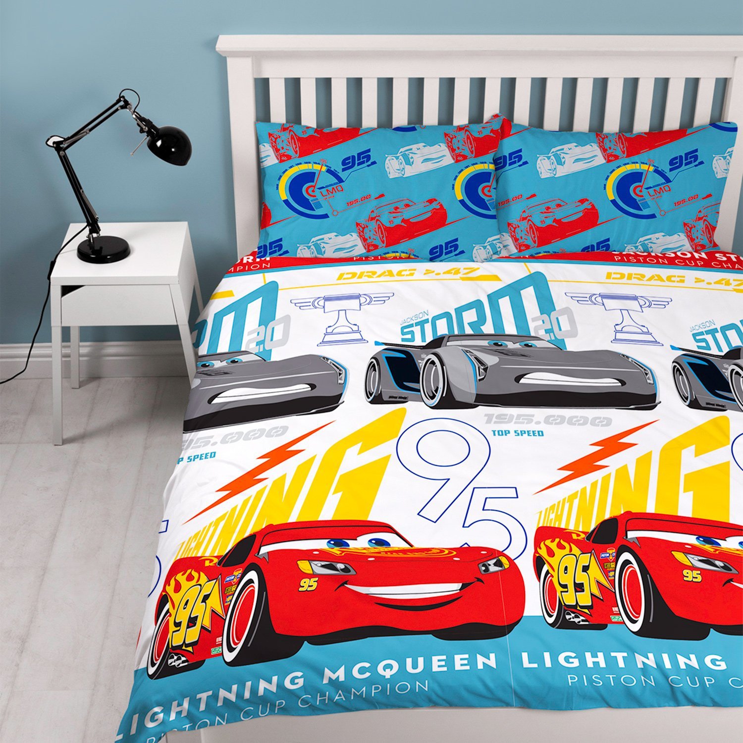 Disney Cars 3 'Lightning' Reversible Rotary Double Bed Duvet Quilt Cover Set