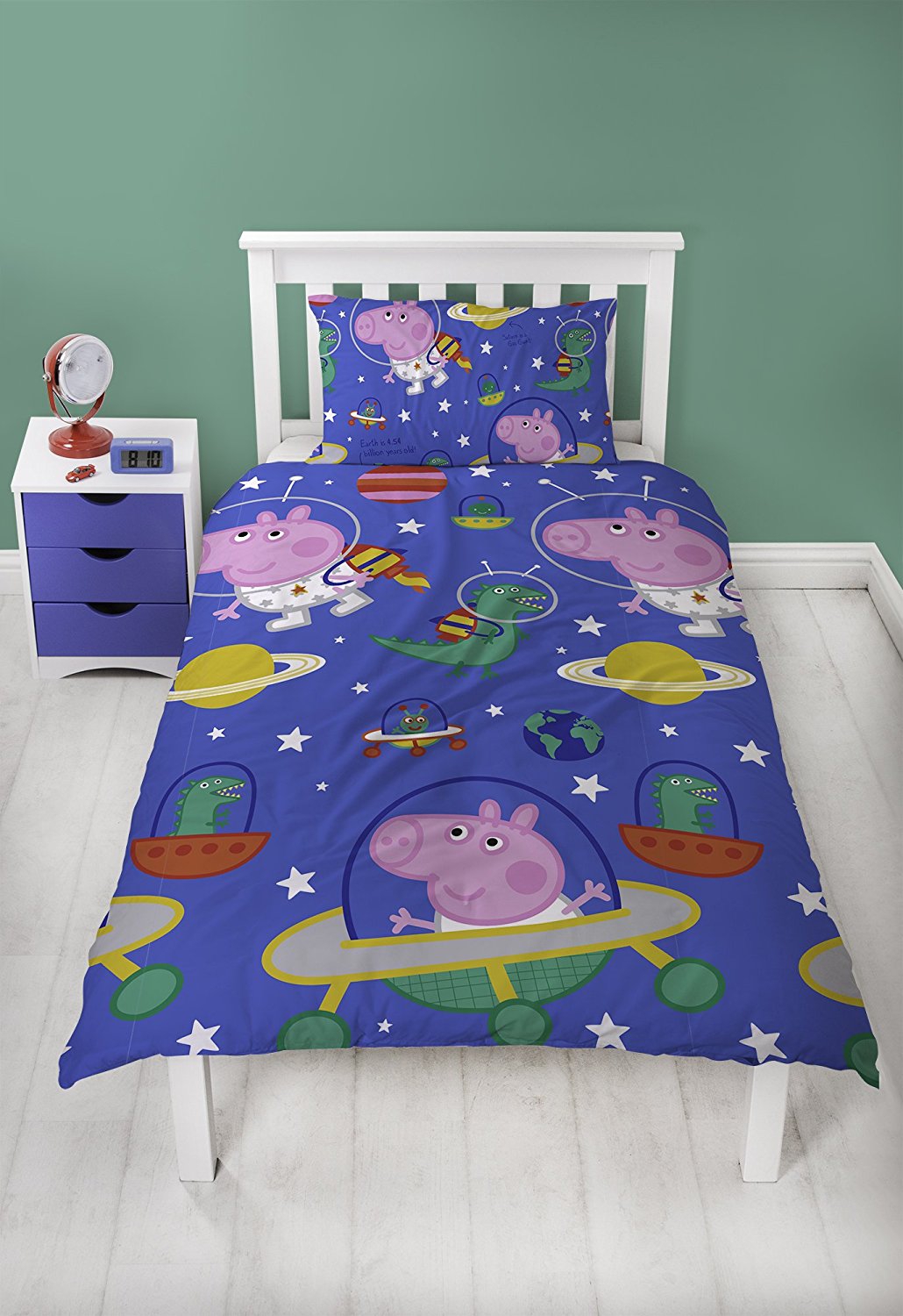Peppa Pig George 'Planets' Reversible Rotary Single Bed Duvet Quilt Cover Set