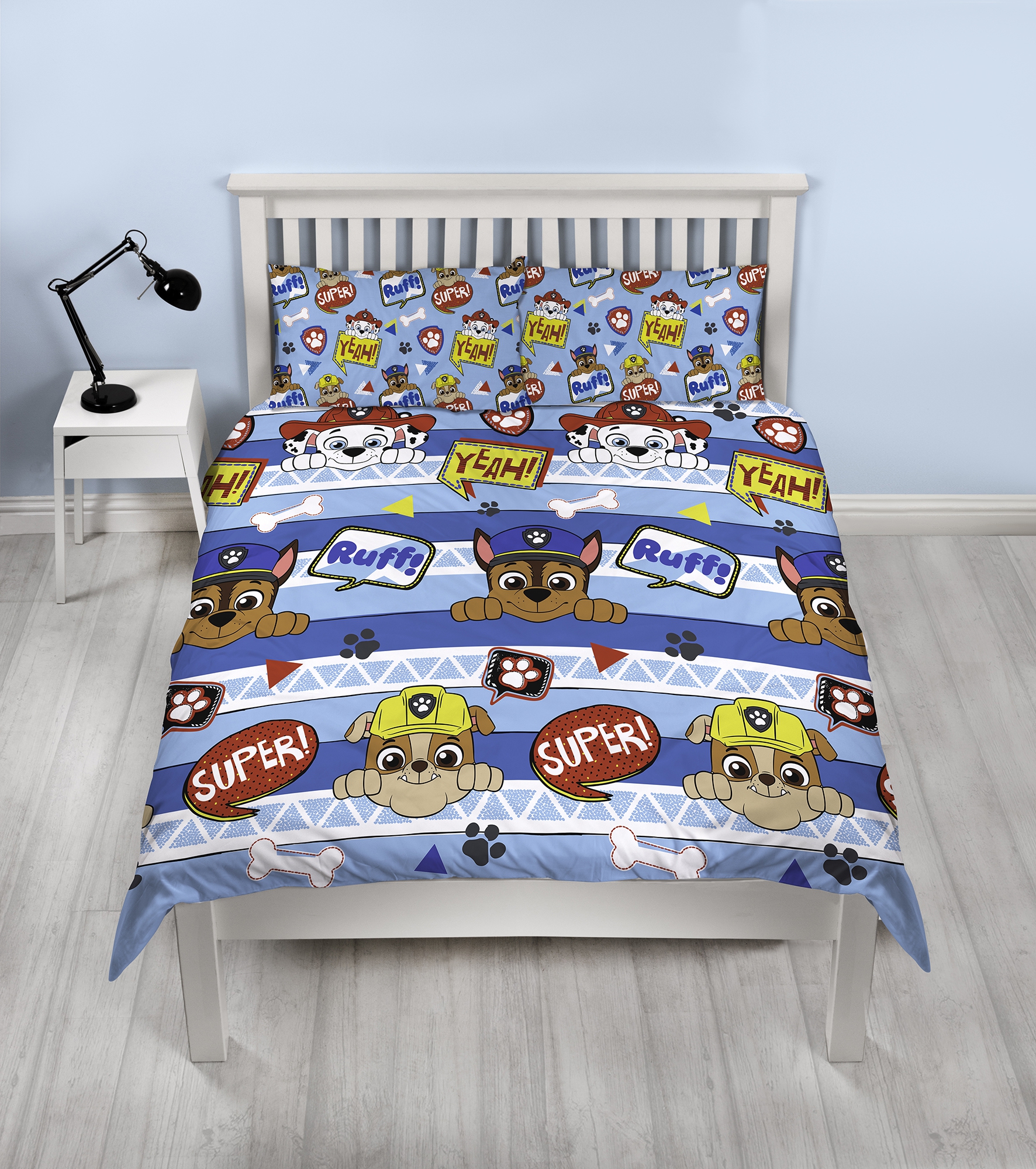 Paw Patrol Peek Blue Rotary Double Bed Duvet Quilt Cover Set