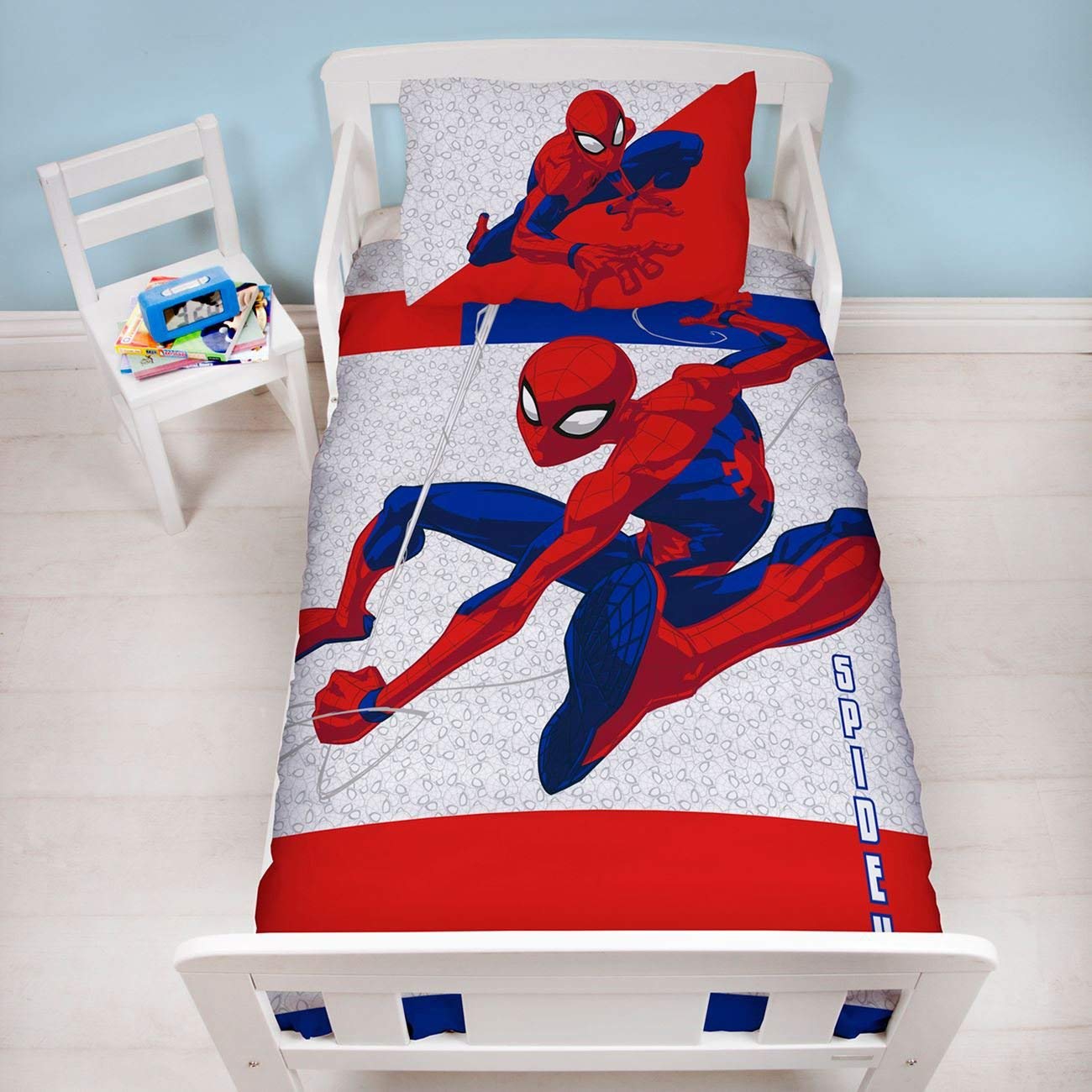 Disney Spiderman Metropolis Panel Junior Cot Bed Duvet Quilt Cover Set