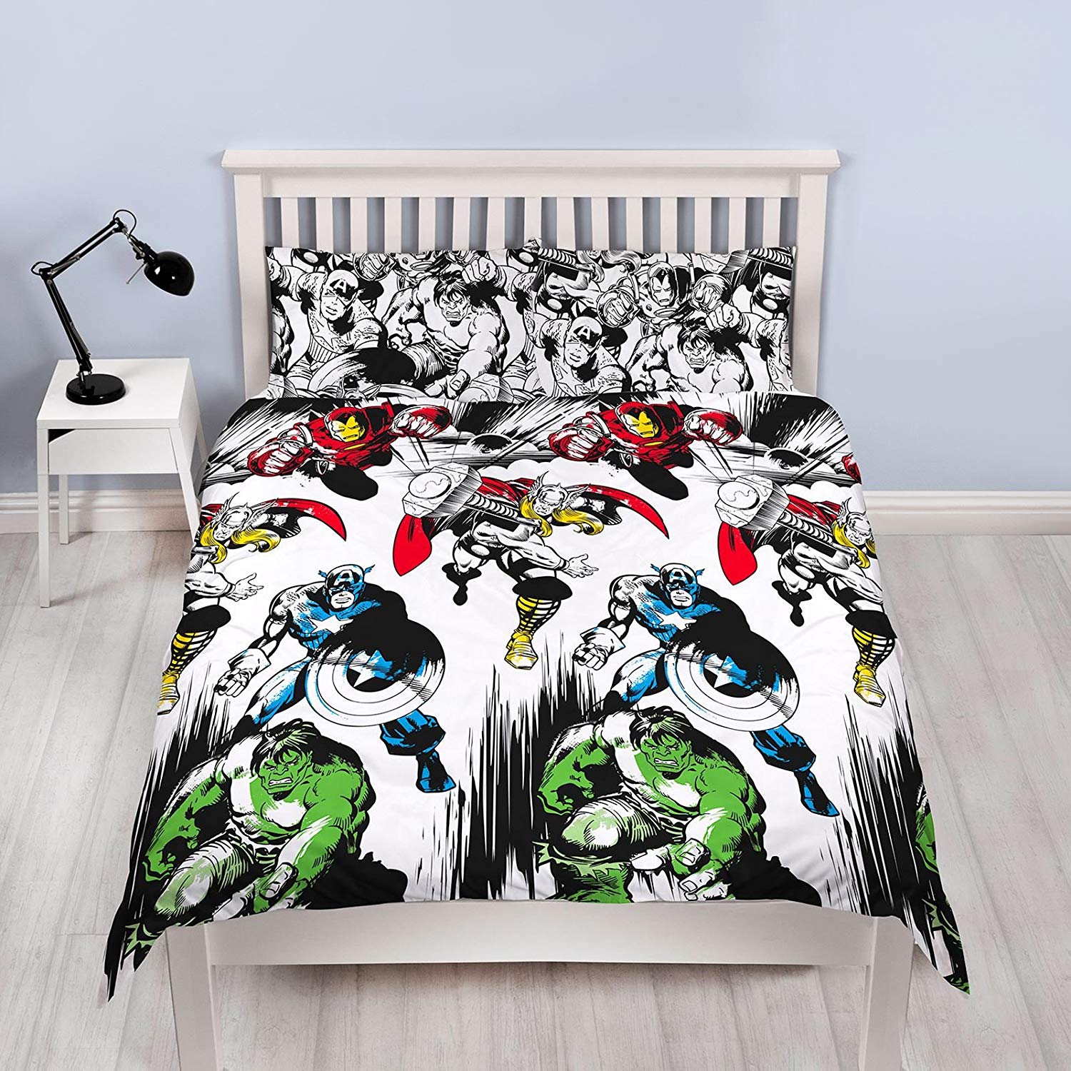 Marvel Comics Crop Reversible Design Rotary Double Bed Duvet Quilt Cover Set