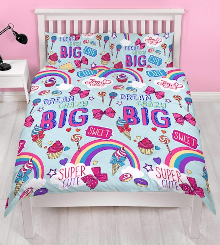Jojo Siwa Dreams Bows Reversible 2 Sided Kids Rotary Double Bed Duvet Quilt Cover Set