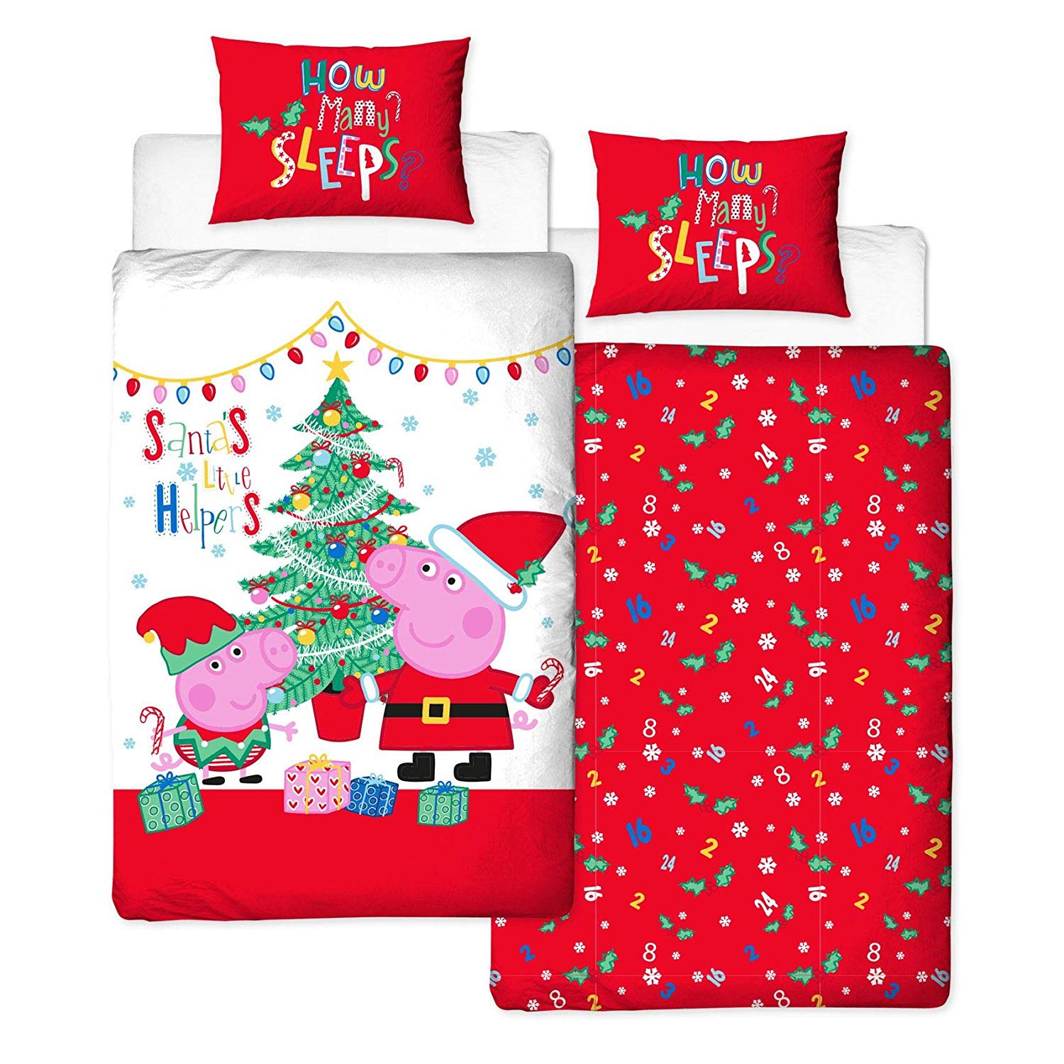 Peppa Pig, Christmas Noel Panel Single Bed Duvet Quilt Cover Set