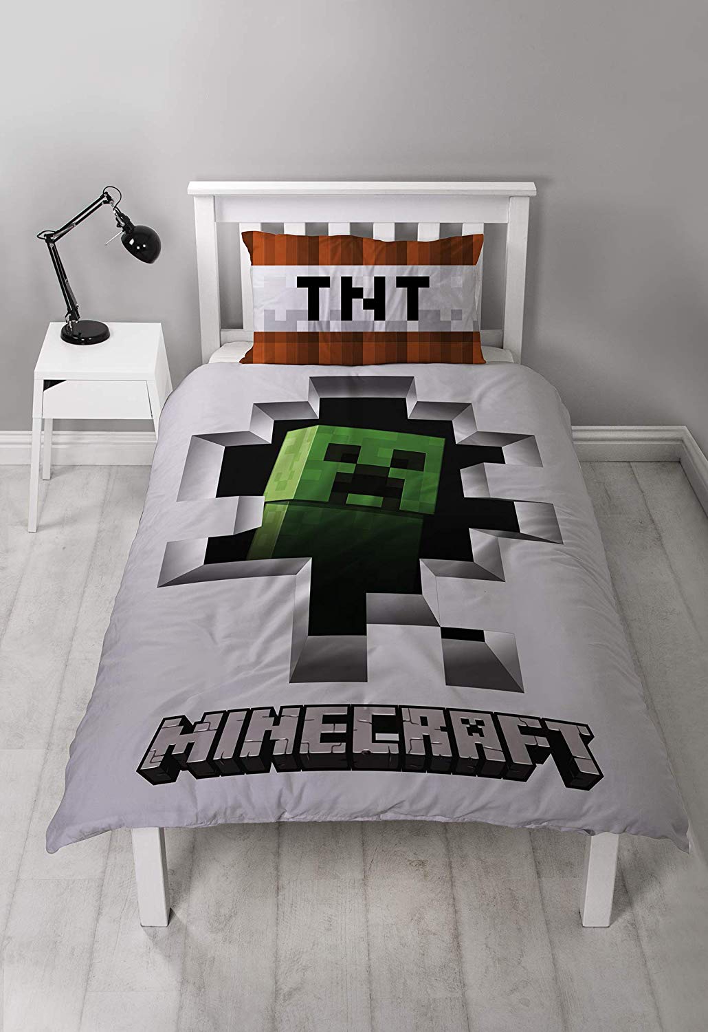 Minecraft Dynamite Creeper Reversible Panel Single Bed Duvet Quilt Cover Set