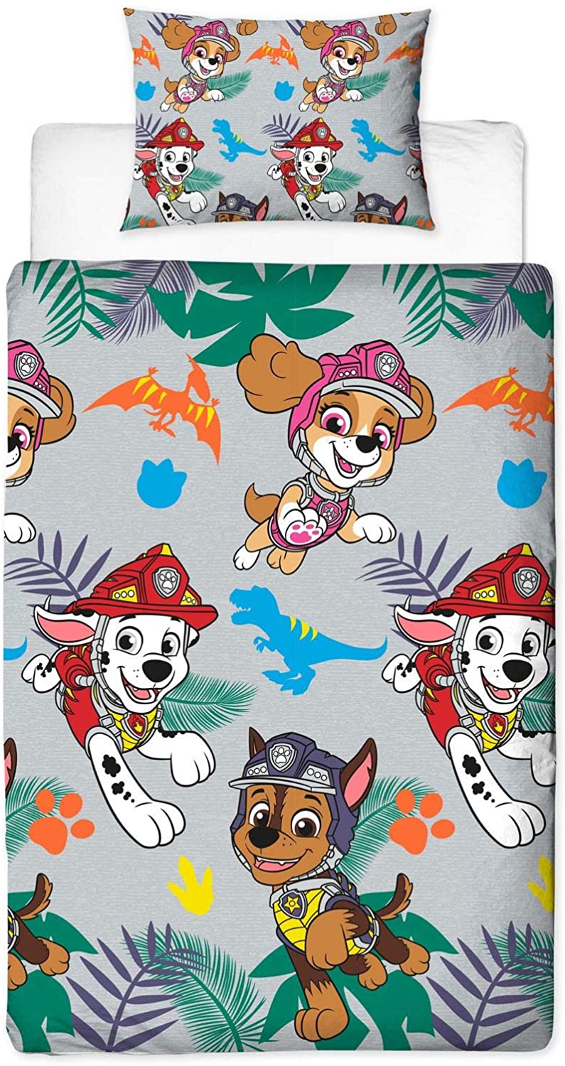 Paw Patrol Dino Reversible Rotary Single Bed Duvet Quilt Cover Set