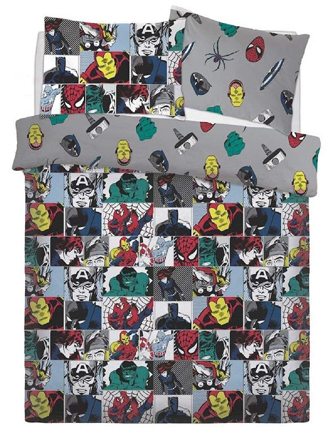 Marvel Comics Colour Pop Rotary Double Bed Duvet Quilt Cover Set