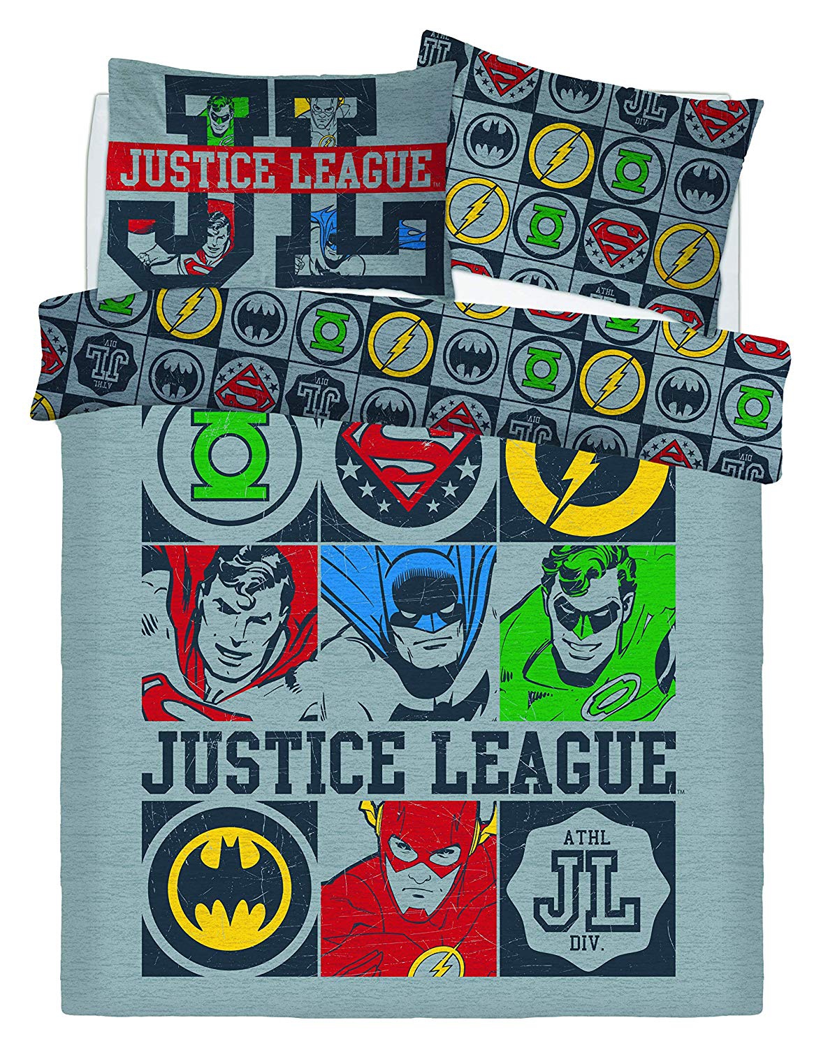 Justice League Vintage Icons Panel Double Bed Duvet Quilt Cover Set