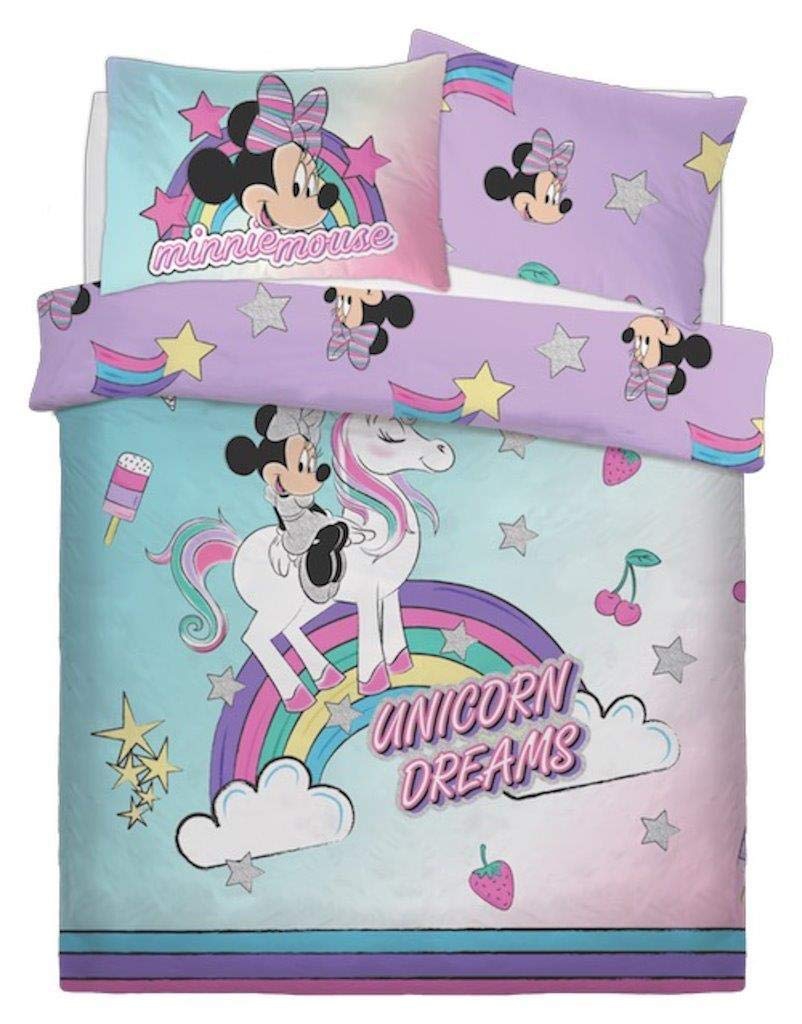 Disney Minnie Mouse 'Unicorn' Panel Double Bed Duvet Quilt Cover Set