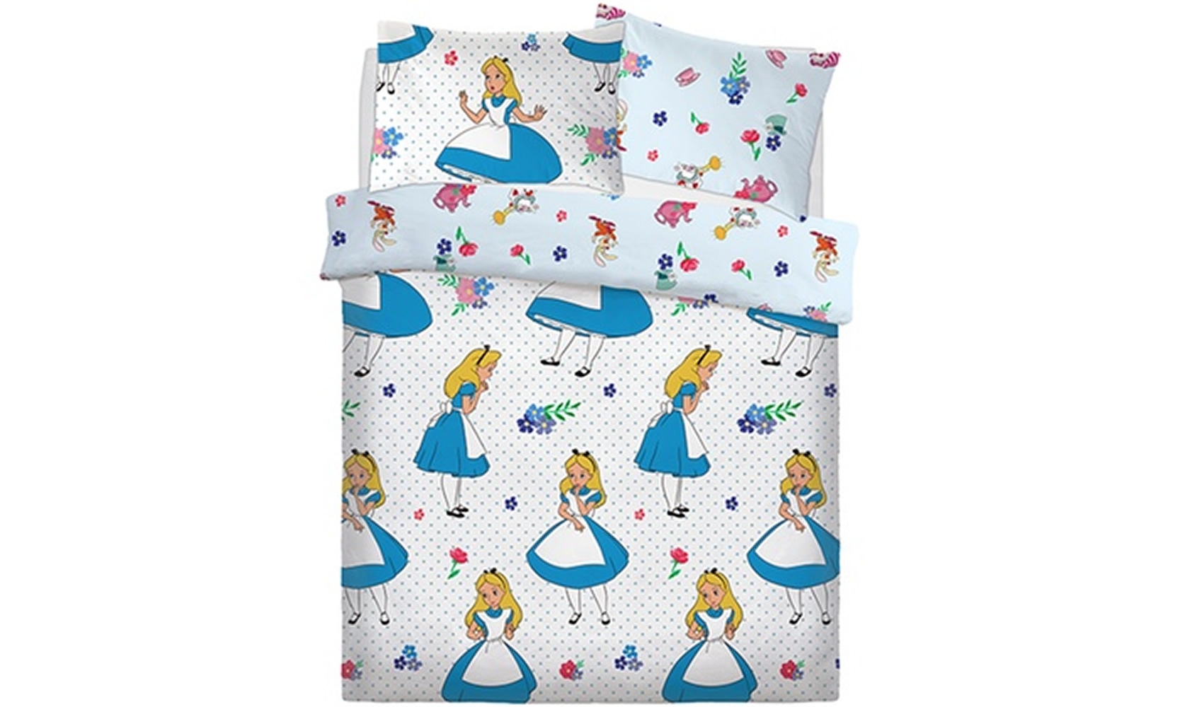 Disney Alice In Wonderland Falling Reversible Rotary Single Bed Duvet Quilt Cover Set