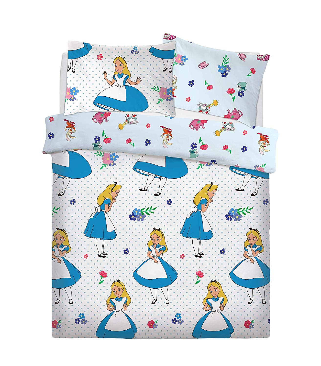 Disney Alice In Wonderland Rotary Double Bed Duvet Quilt Cover Set