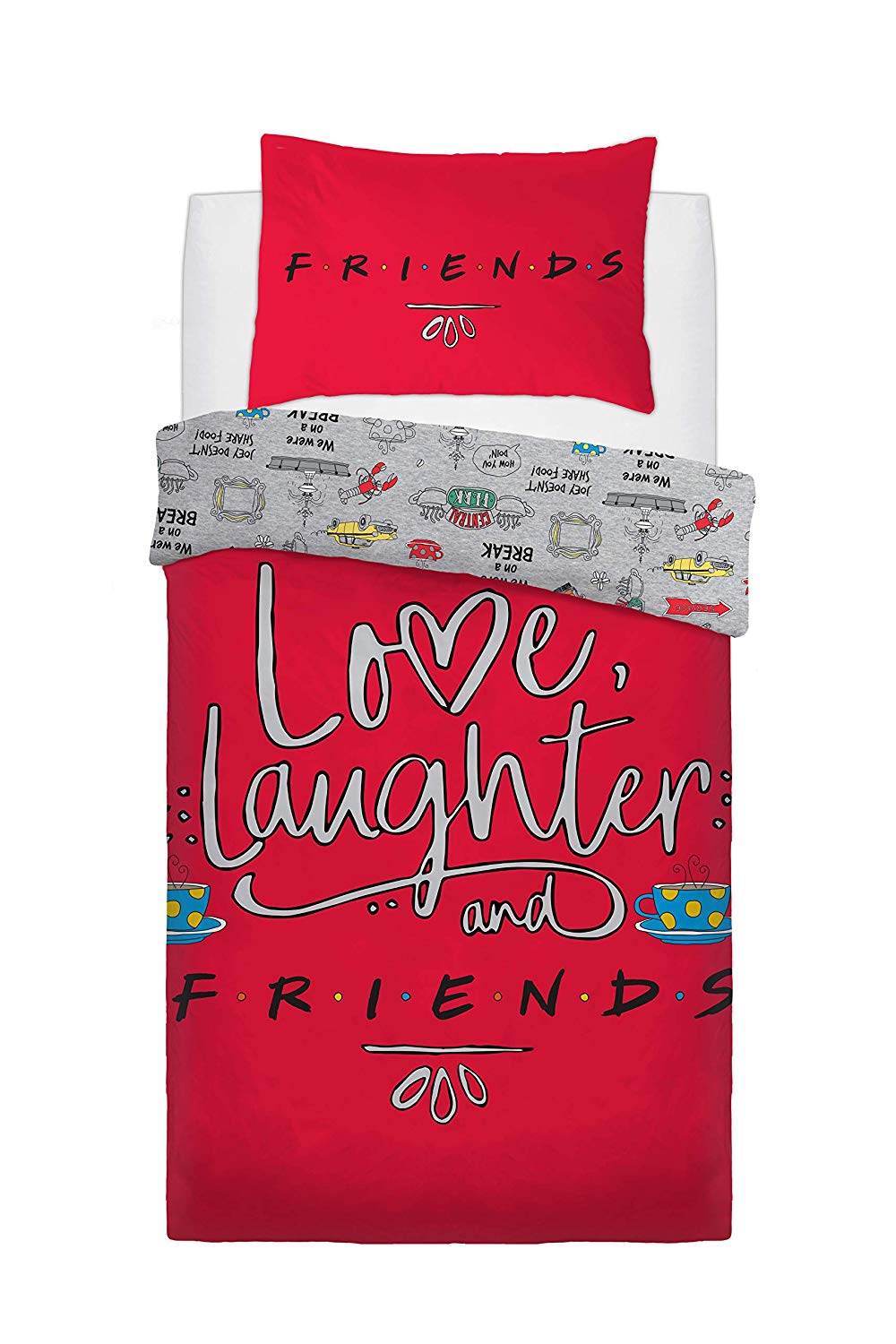 Friend Love Laughter Panel Single Bed Duvet Quilt Cover Set