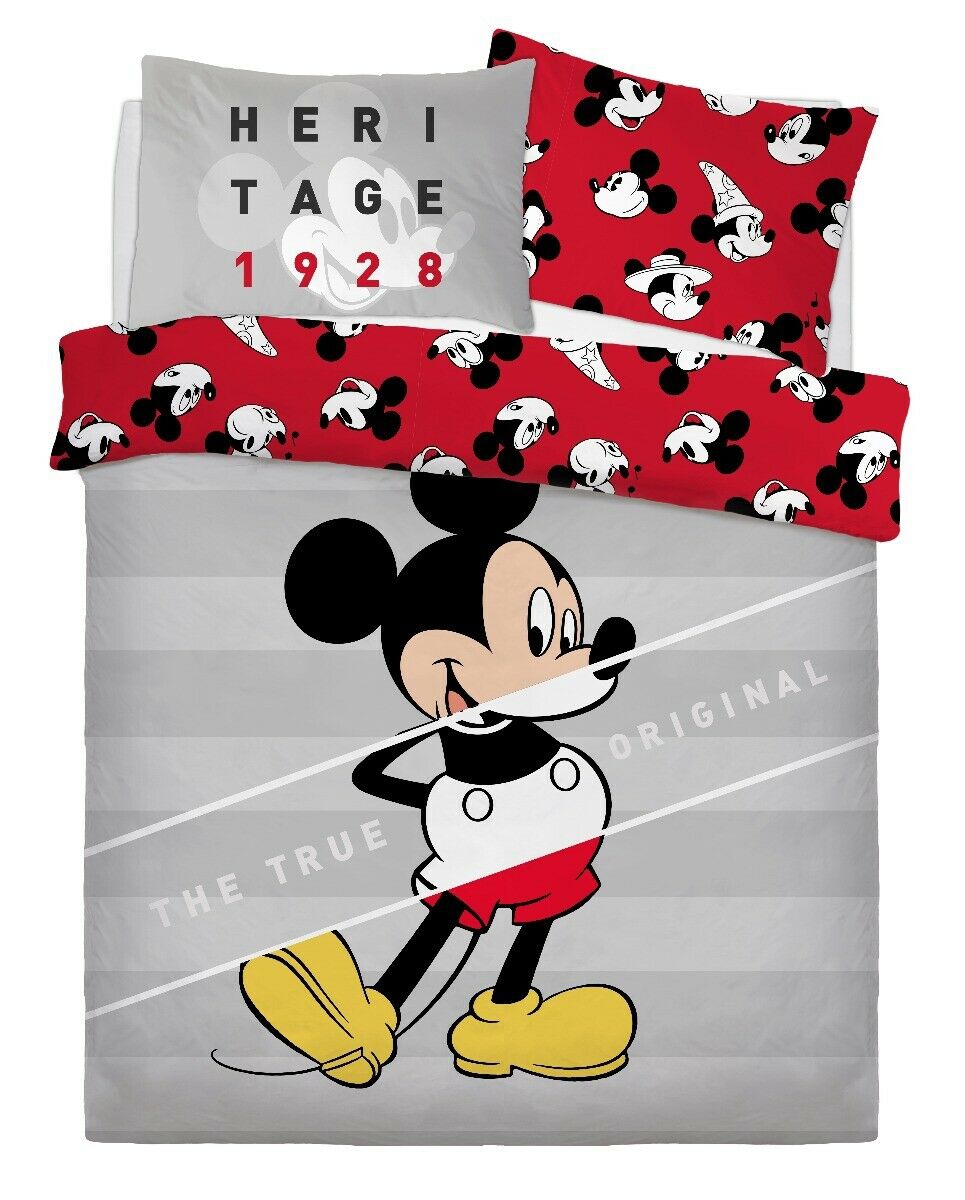 Disney Mickey Mouse True Original Panel Double Bed Duvet Quilt Cover Set