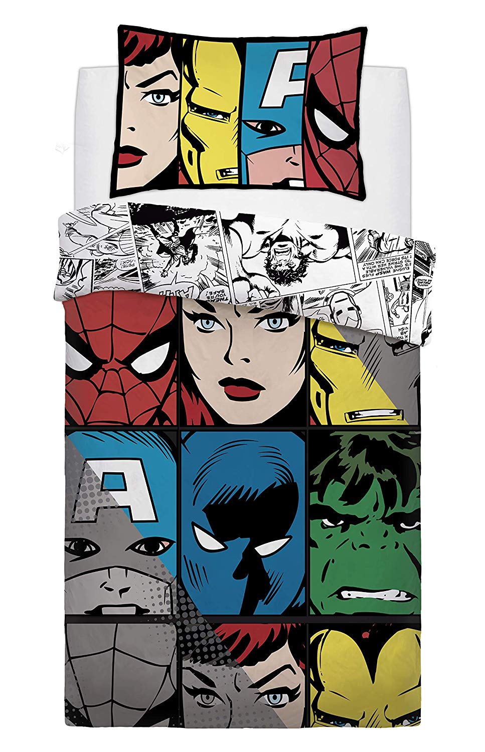 Marvel Comic Tones Rotary Single Bed Duvet Quilt Cover Set
