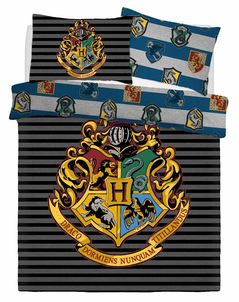 Harry Potter Crest Panel Double Bed Duvet Quilt Cover Set
