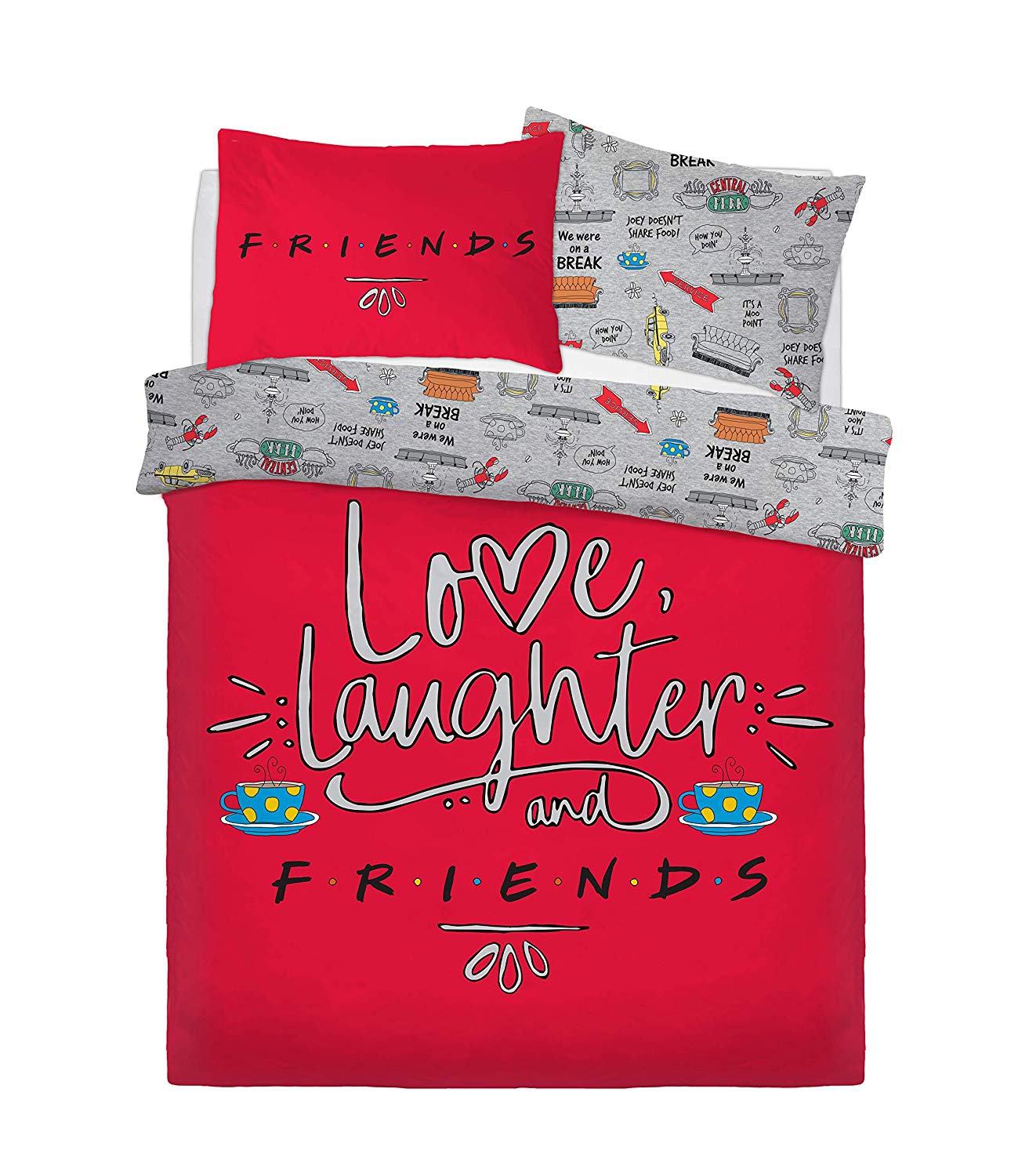 Friend Love Laughter Panel King Bed Duvet Quilt Cover Set