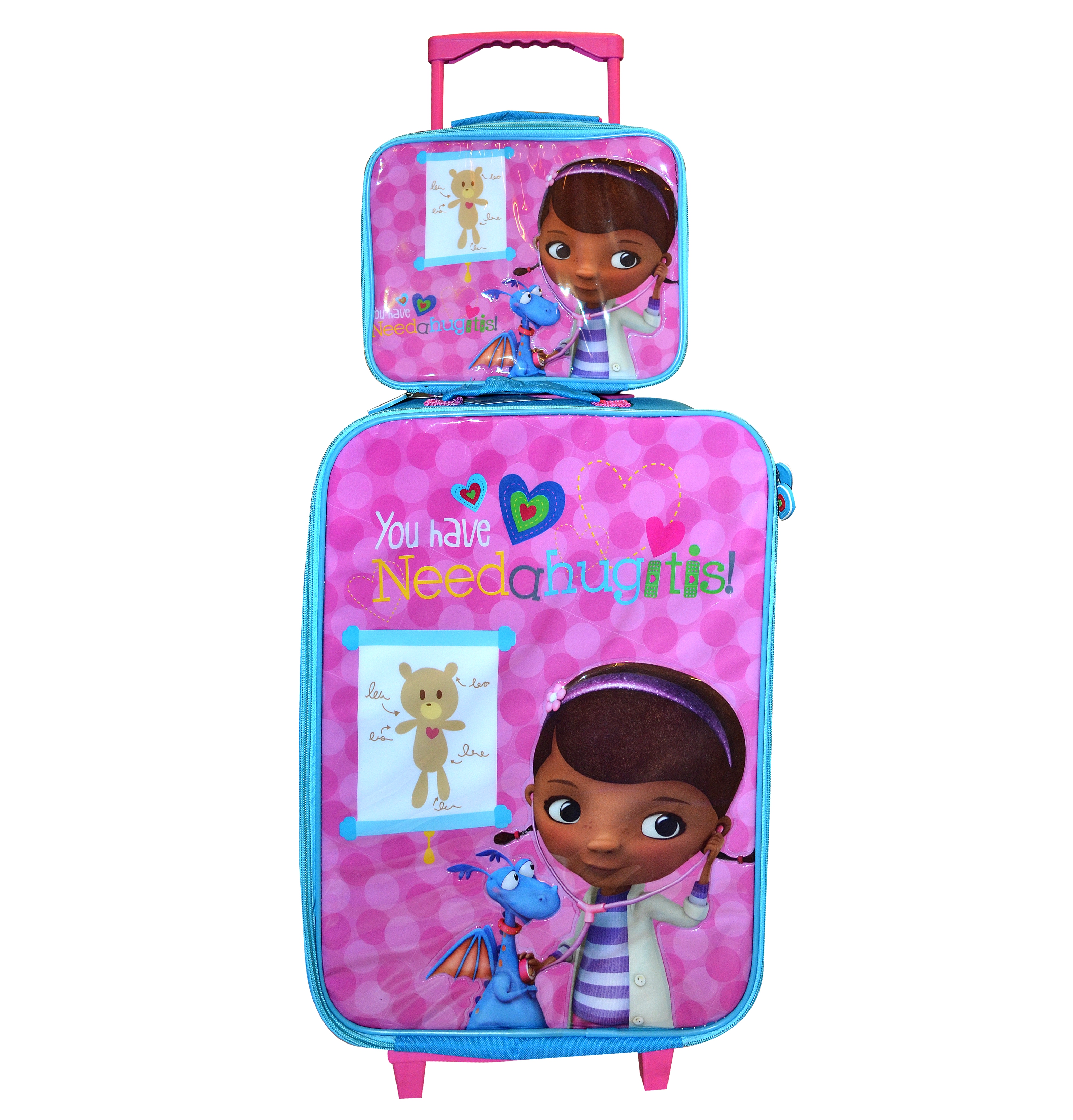 Disney Doc Mcstuffins'Need a Hug' 2 Piece Suitcase with Lunch Bag Luggage Set