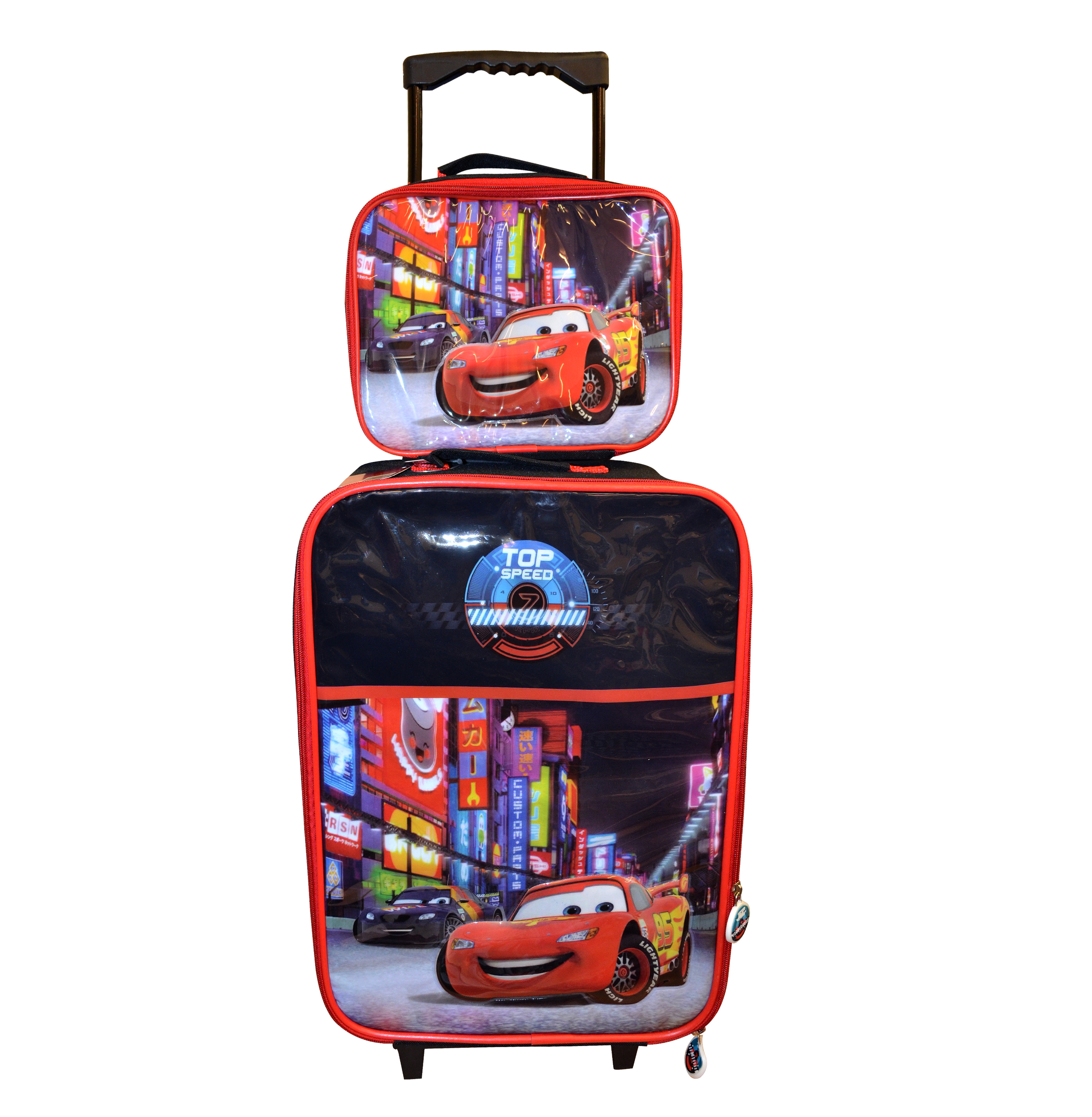 Disney Cars 'Neon' 2 Piece Suitcase with Lunch Bag Luggage Set