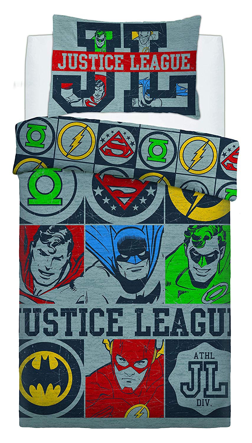 Justice League Vintage Icons Panel Single Bed Duvet Quilt Cover Set