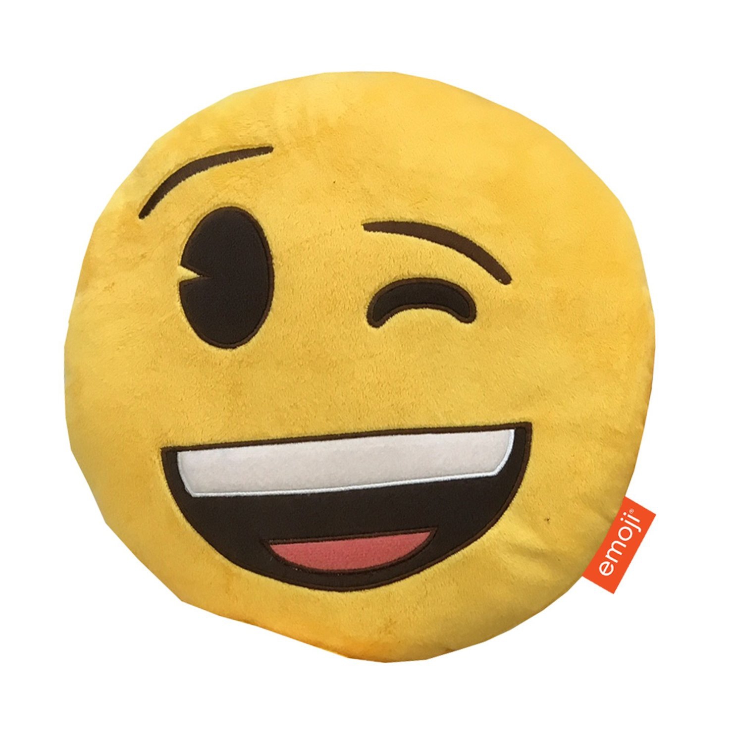 Emoji Emoticons 'Winking' Round Plush Shaped Cushion