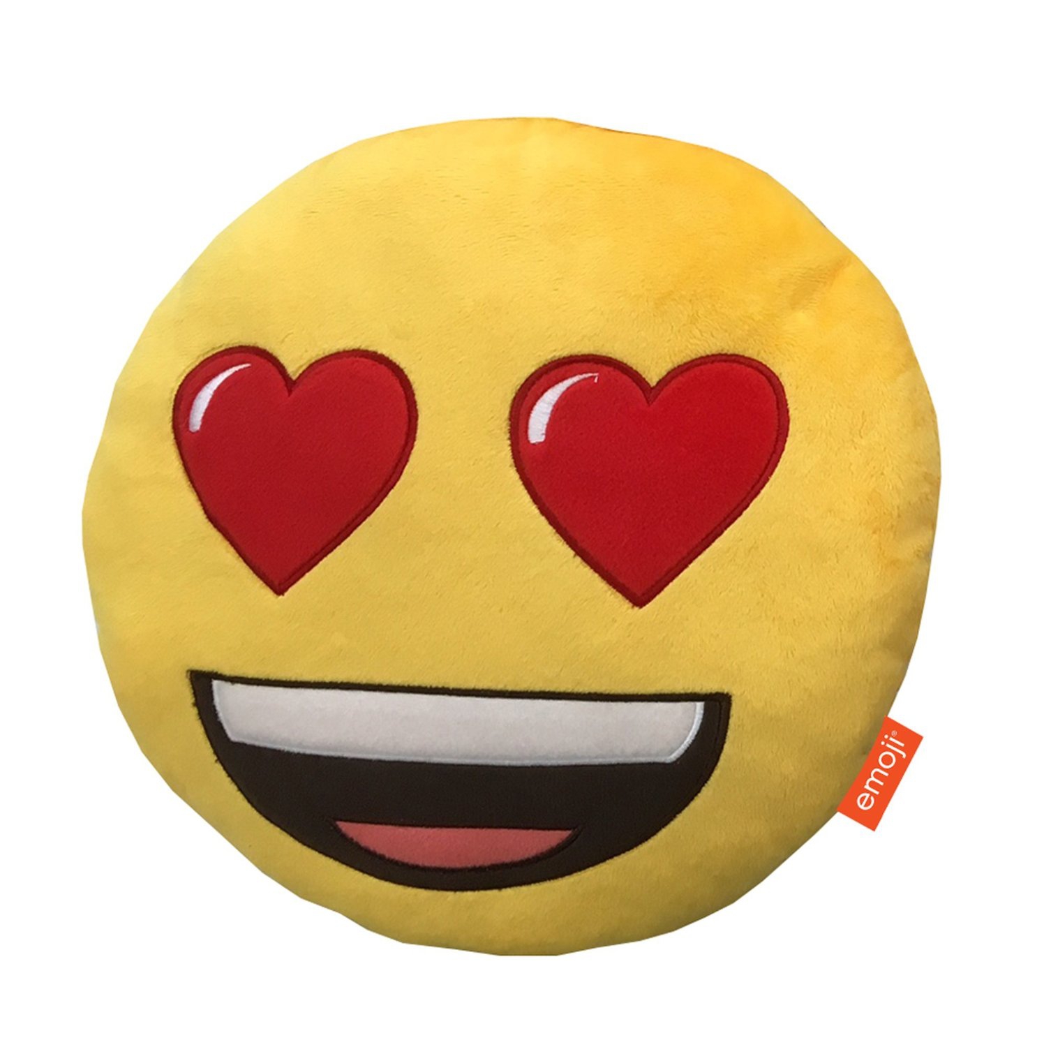 Emoji Emoticons 'Heart Eyes' Round Plush Embroidered Cushion