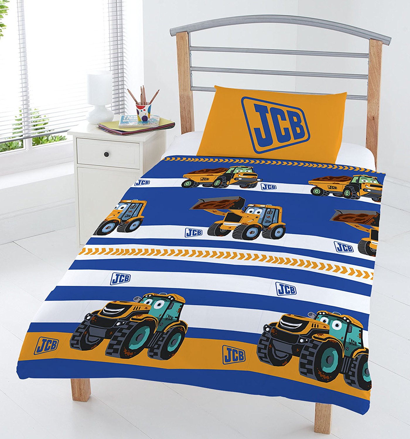 Jcb 'Stripe' Rotary Junior Cot Bed Duvet Quilt Cover Set