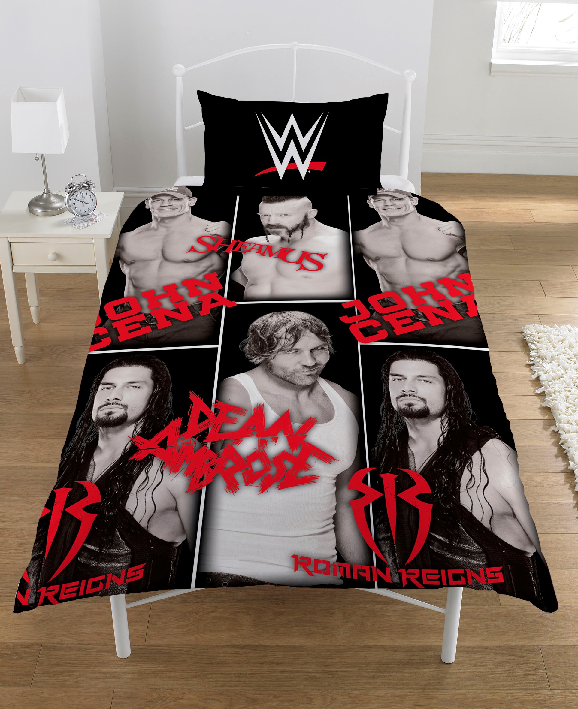 WWE 4 Stars Roman Reigns John Cena Panel Single Bed Duvet Quilt Cover Set