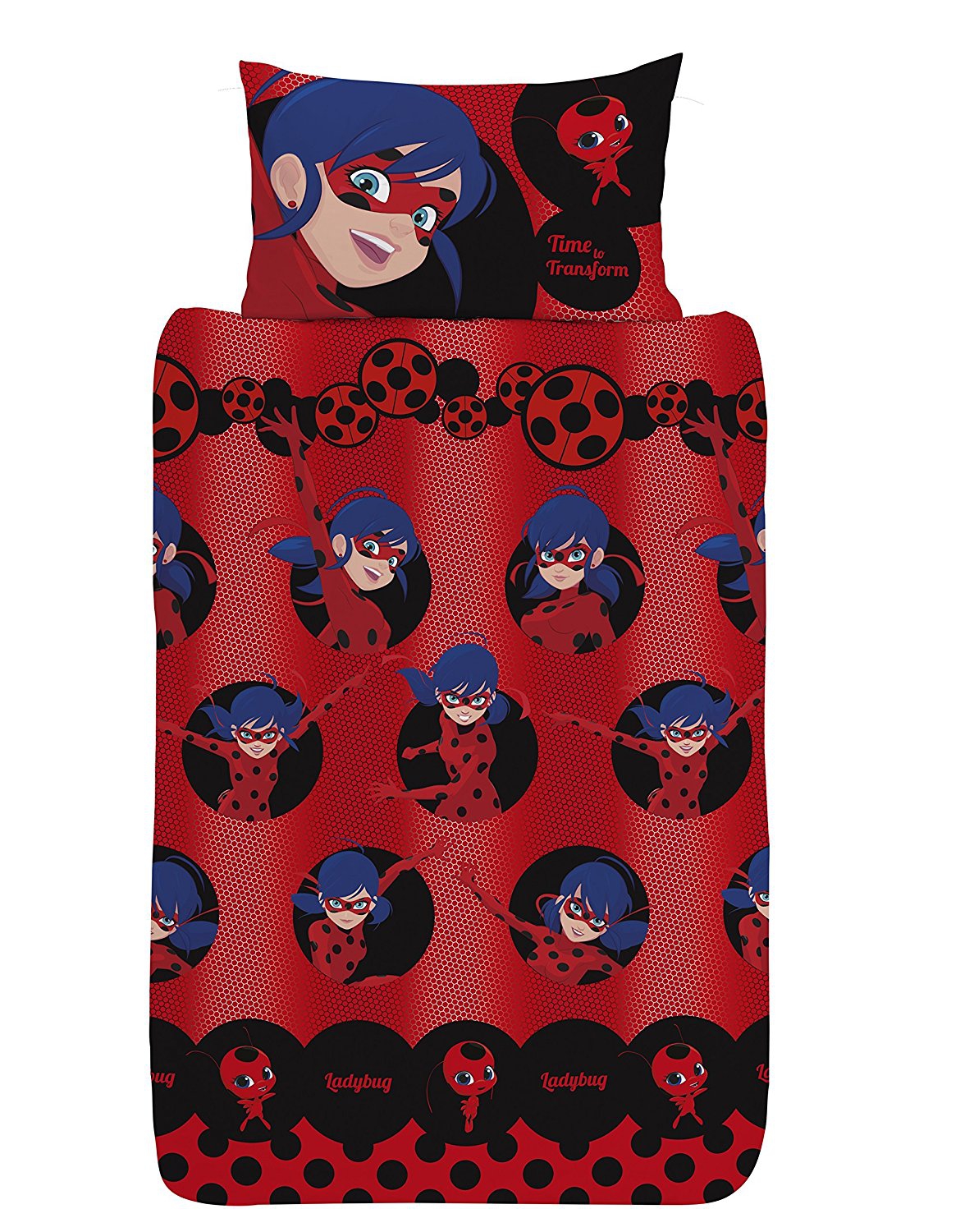 Miraculous Ladybug 'Spots' Rotary Single Bed Duvet Quilt Cover Set