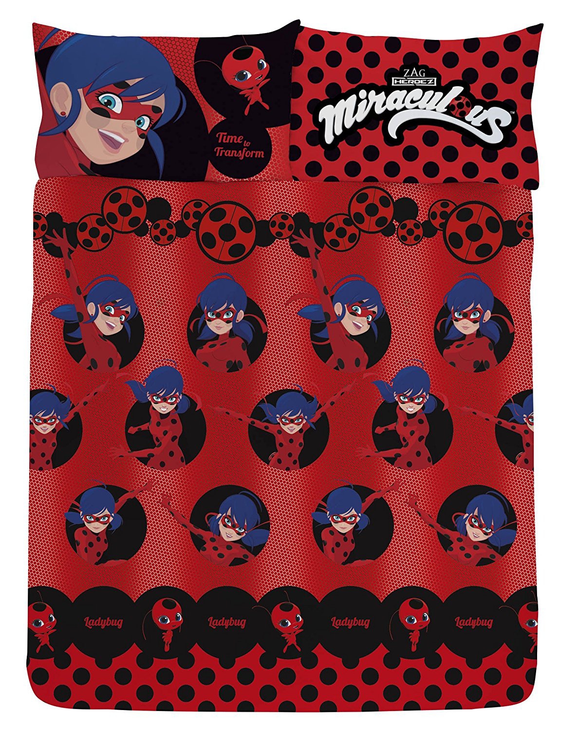 Miraculous Ladybug 'Spots' Rotary Double Bed Duvet Quilt Cover Set