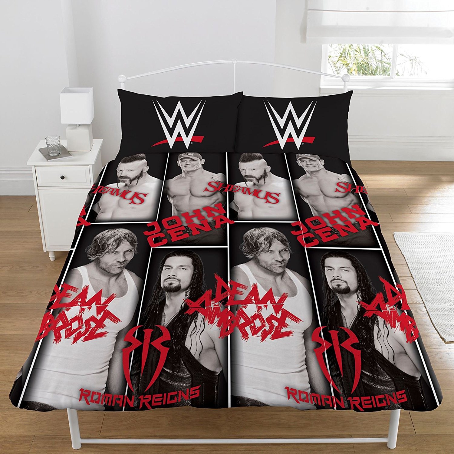 WWE 4 Stars Roman Reigns John Cena Panel Double Bed Duvet Quilt Cover Set