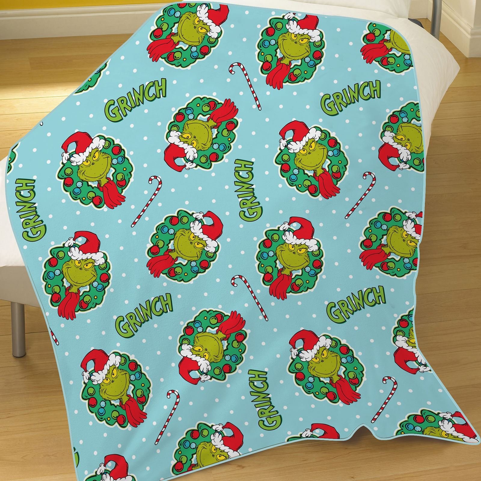 The Grinch 'Christmas' Flannel Rotary Fleece Blanket Throw