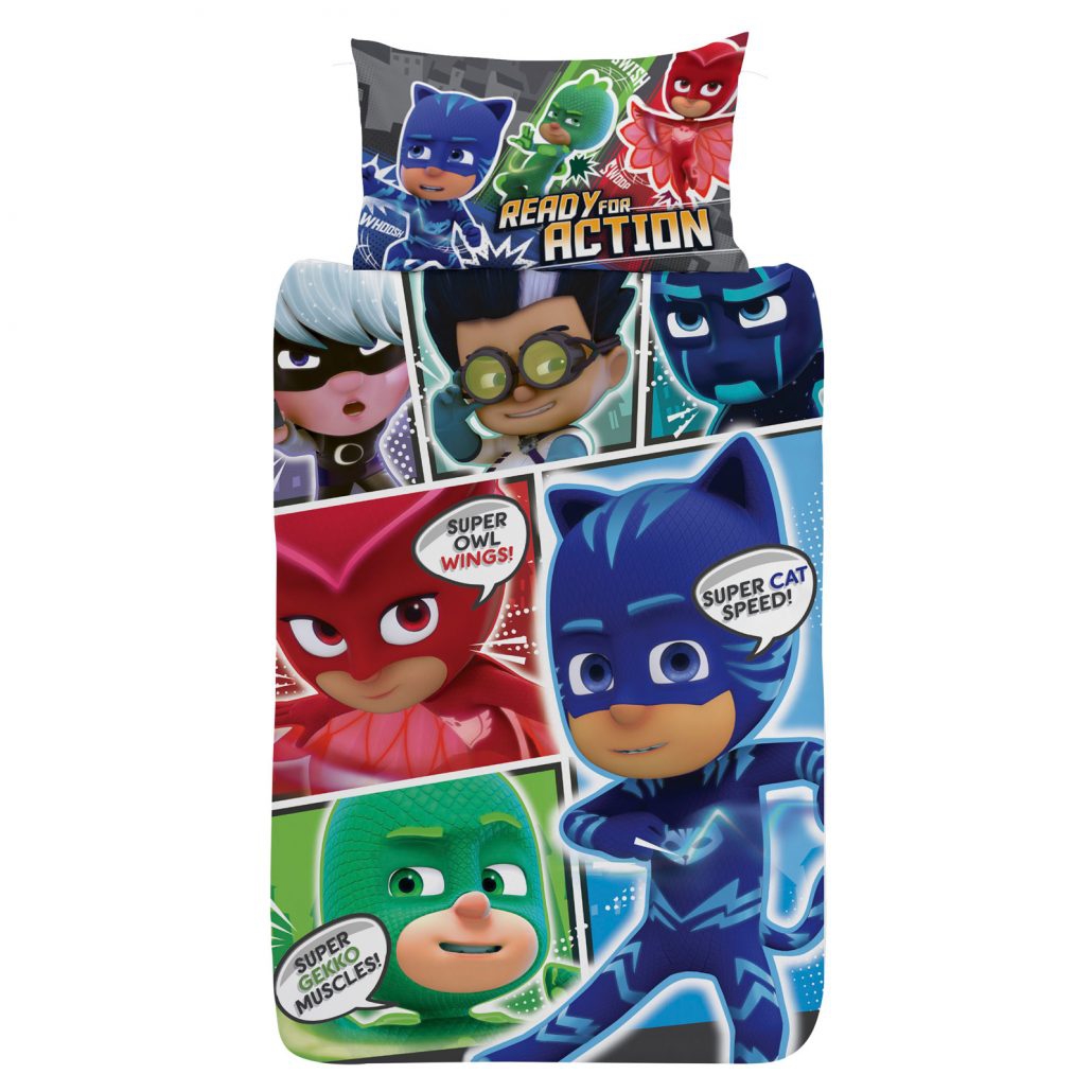 Disney Pj Masks 'Comic' Reversible Panel Single Bed Duvet Quilt Cover Set