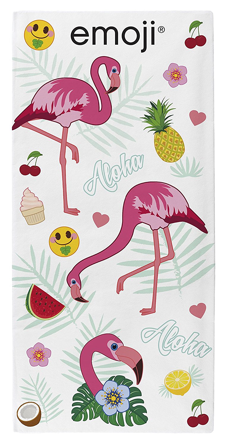 Emoji Flamingos Multi Colour Printed Beach Towel