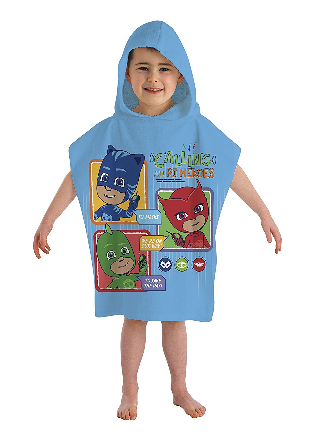 Pj Masks Calling All Heroes' Hooded Kids Multi-colour Poncho Towel