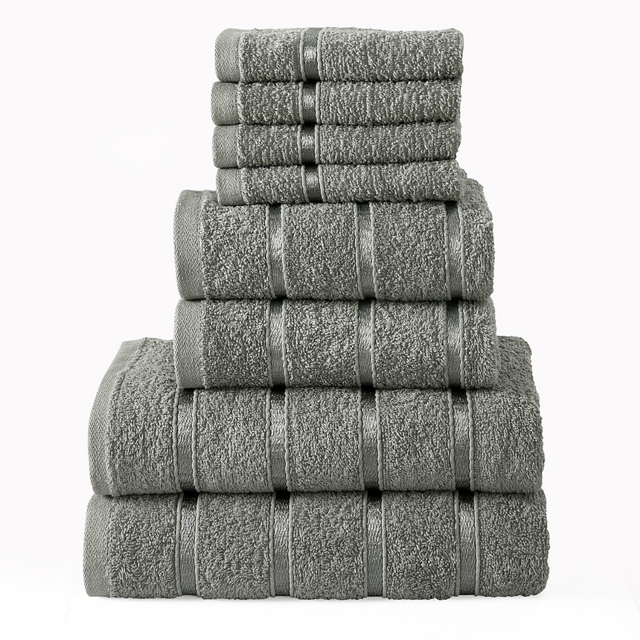 8 Pcs 100% Cotton Charcoal Premium Bale Set Plain Towel