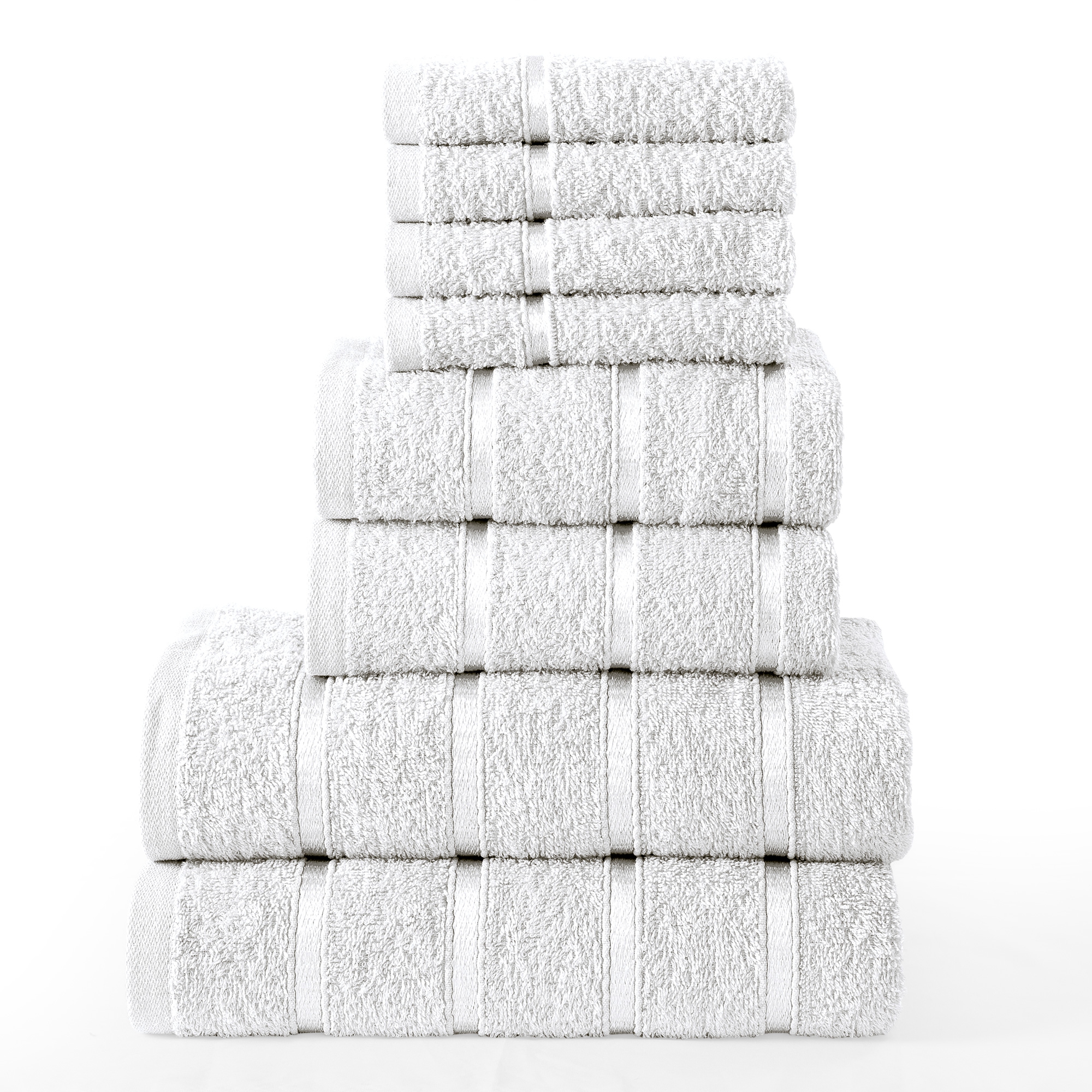 8 Pcs 100% Cotton White Premium Bale Set Plain Towel