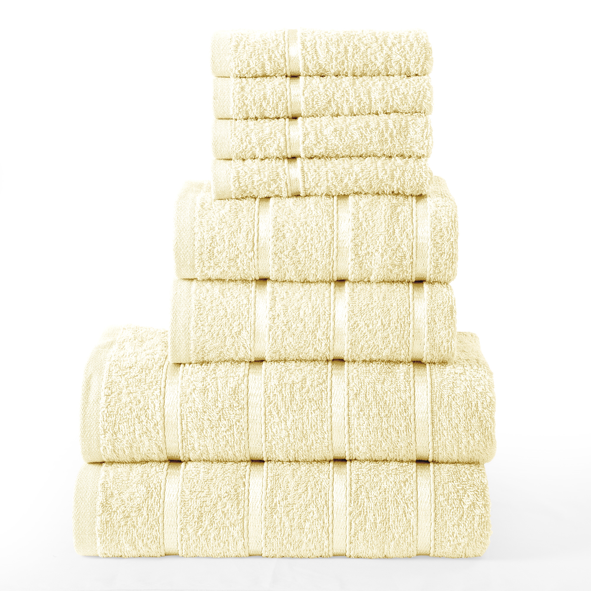 8 Pcs 100% Cotton Cream	premium Bale Set Plain Towel