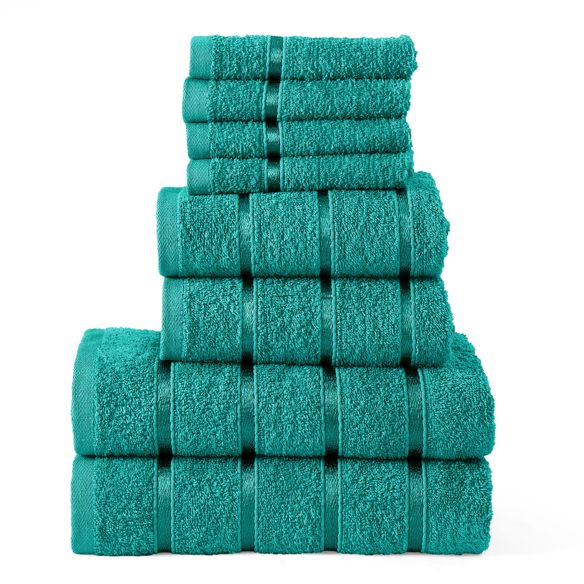 8 Pcs 100% Cotton Teal Premium Bale Set Plain Towel