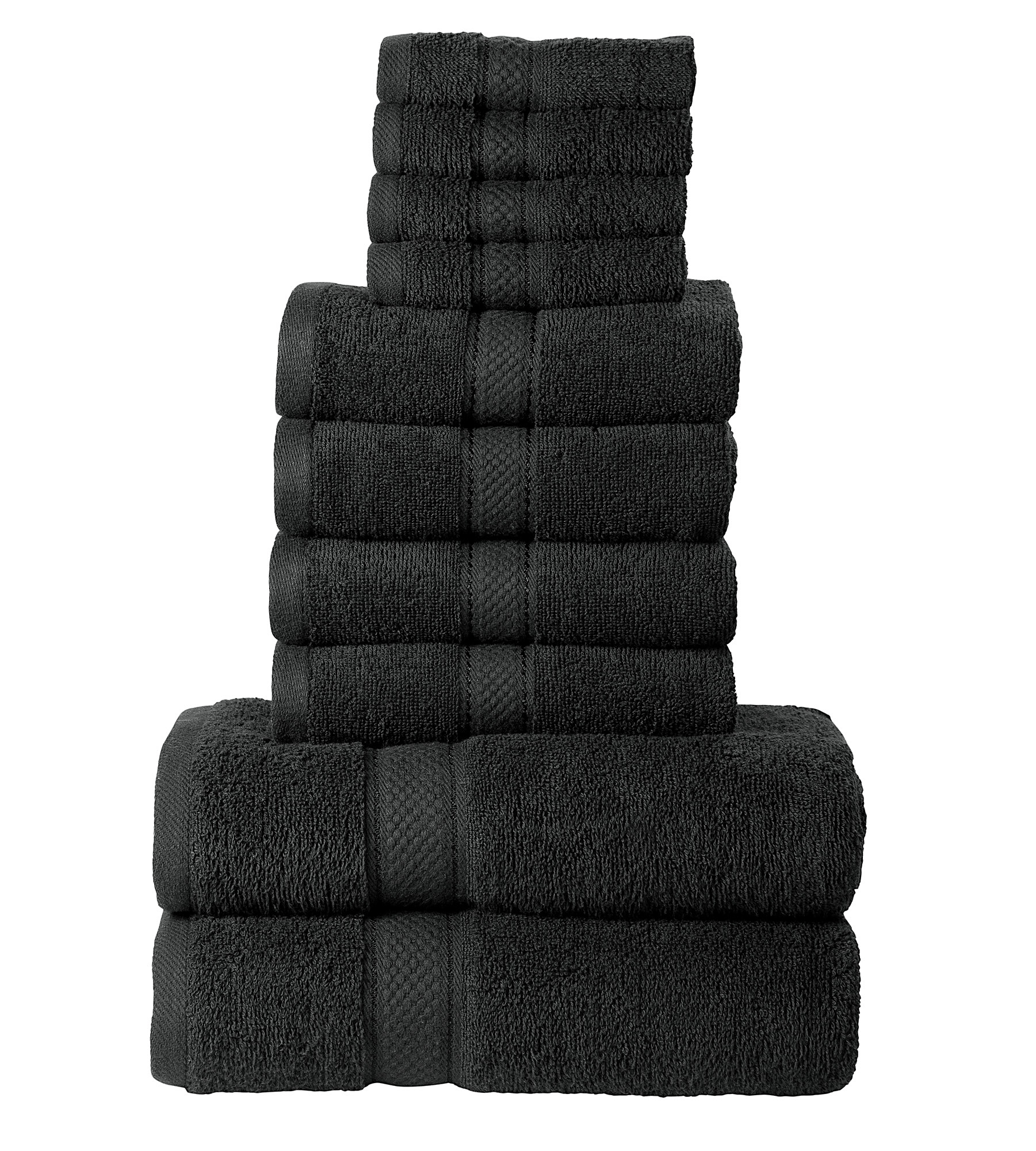 10 Pcs 100% Cotton Black Premium Towel Bale Set Plain