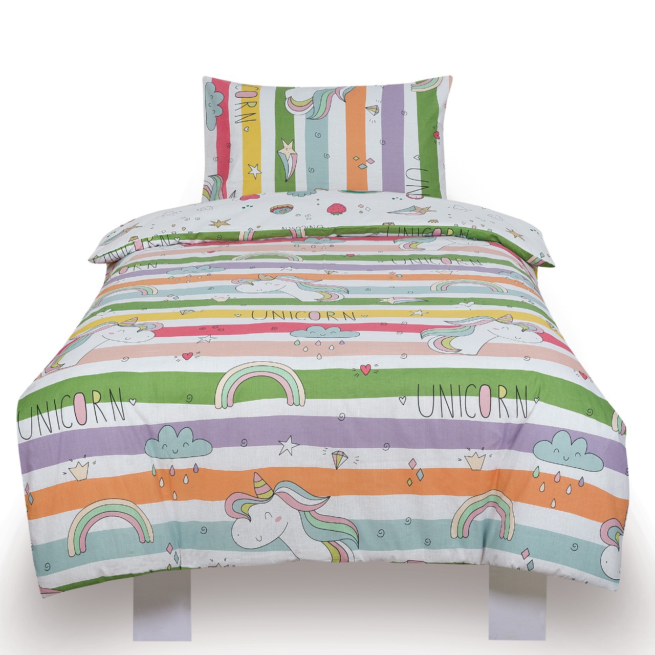 Unicorn Rainbow Kids Two Sided Design Reversible Rotary Double Bed