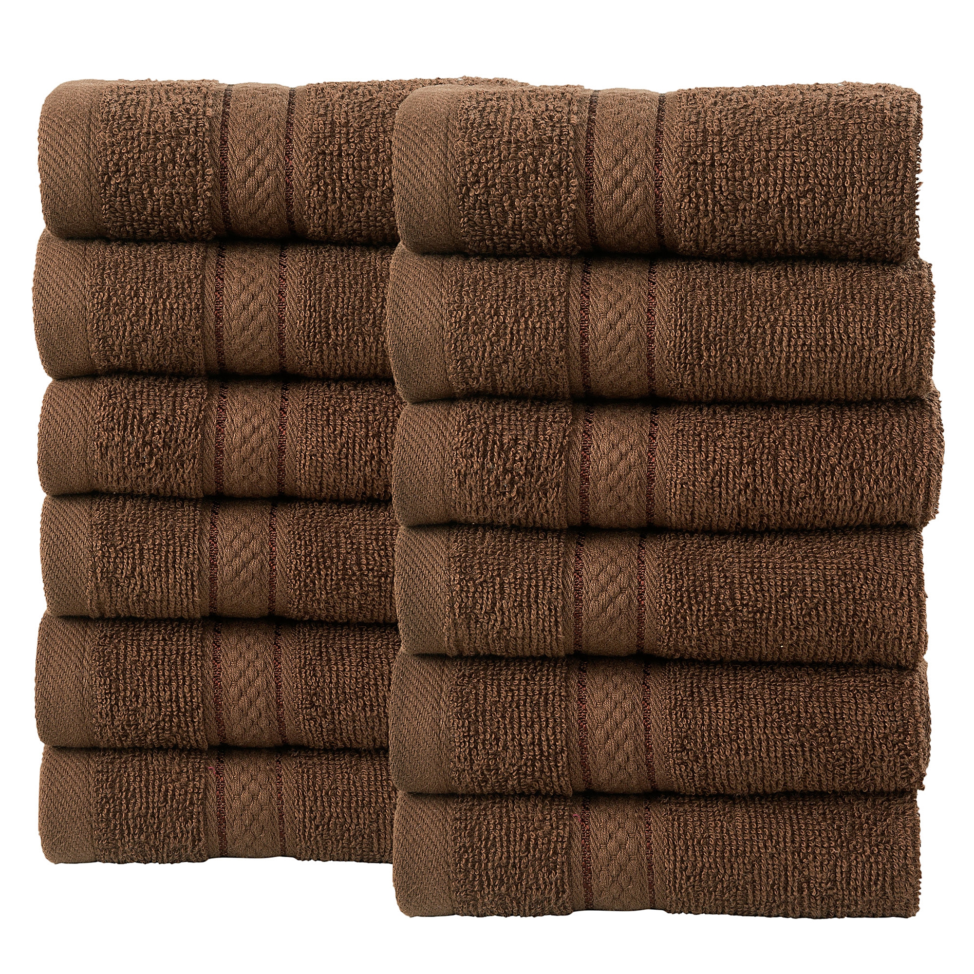 12 Pcs Face Cotton Towel Bale Set Chocolate Plain