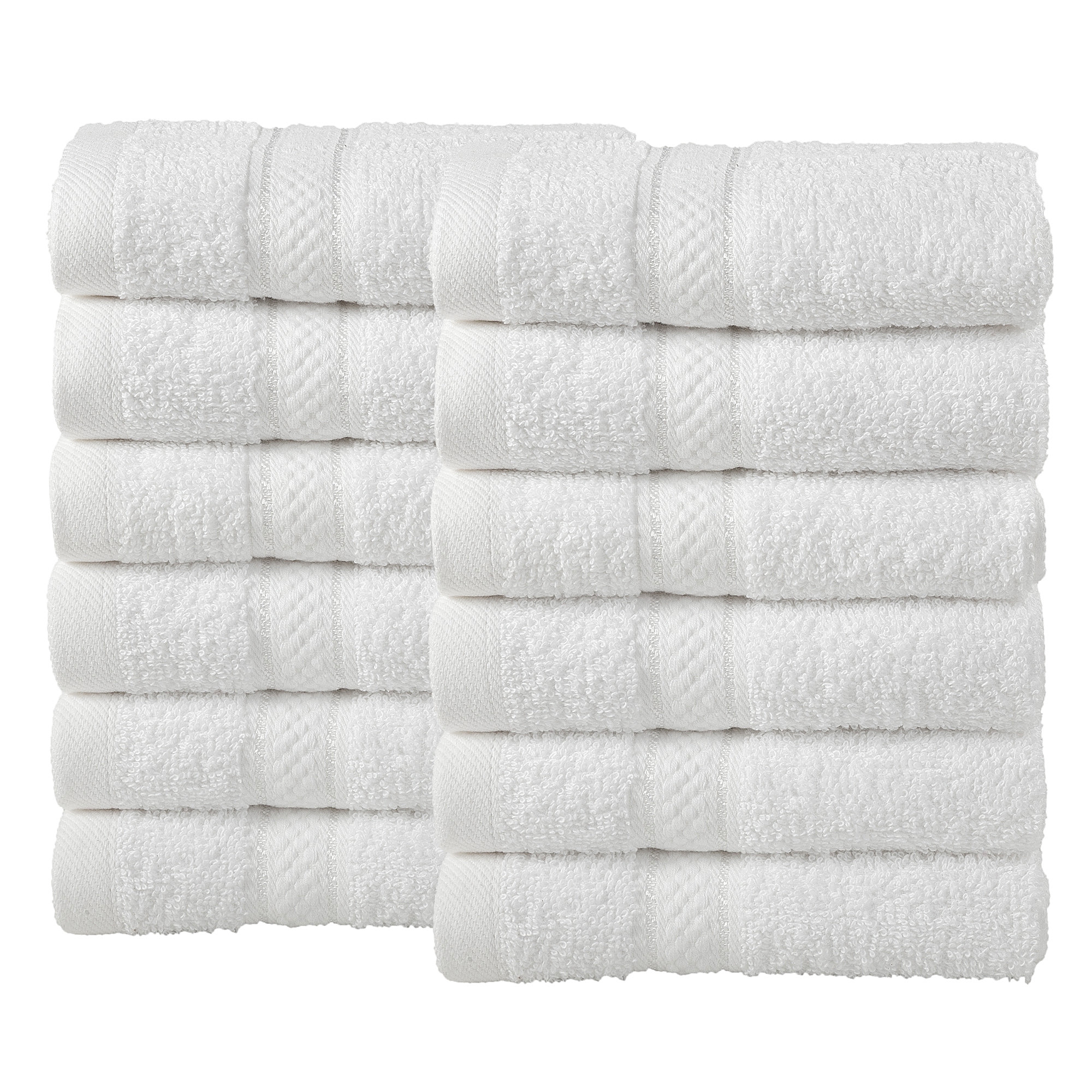 12 Pcs Face Cotton Towel Bale Set White Plain
