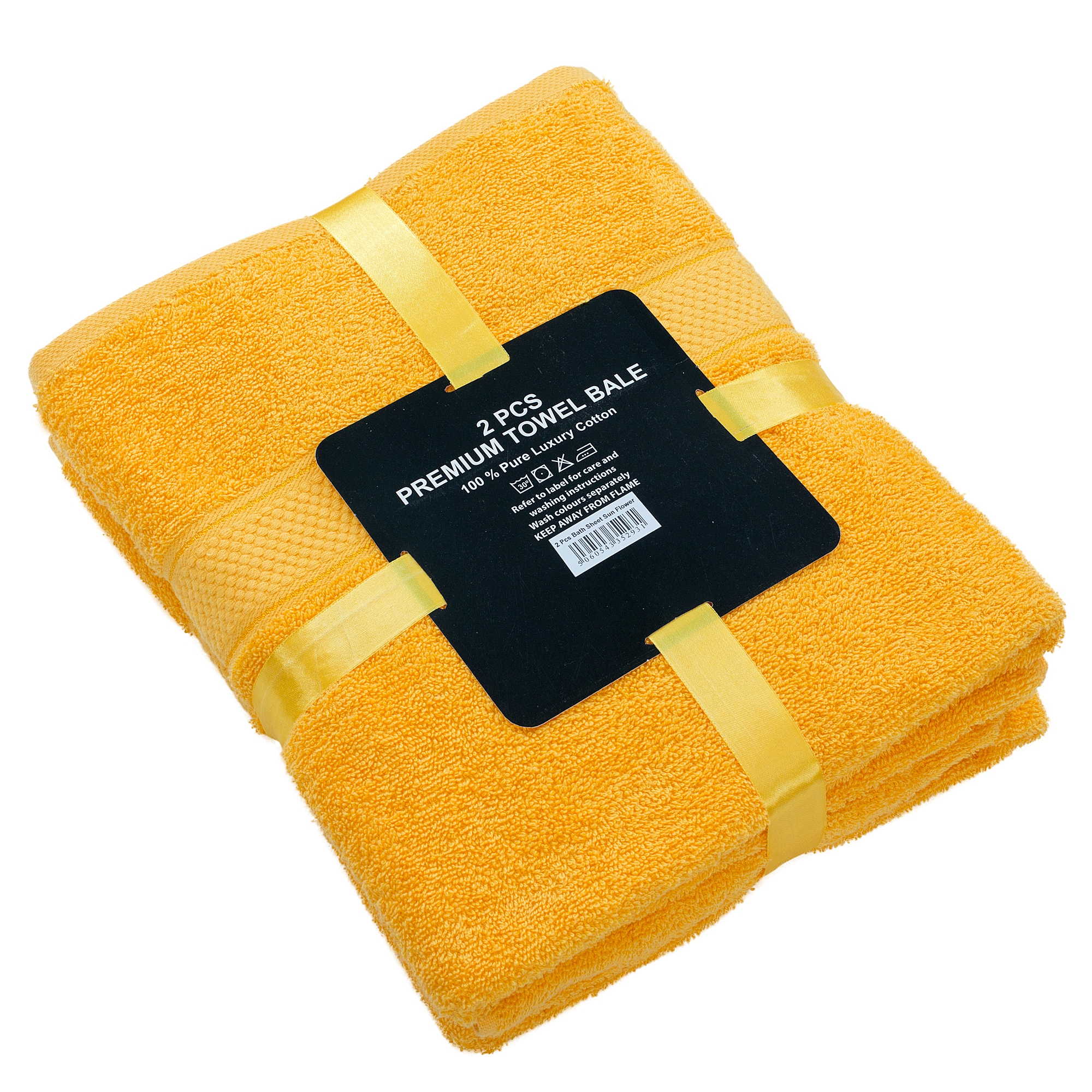 2 Pcs 100 % Cotton Premium Bath Sheet Towel Bale Set Sunflower Plain
