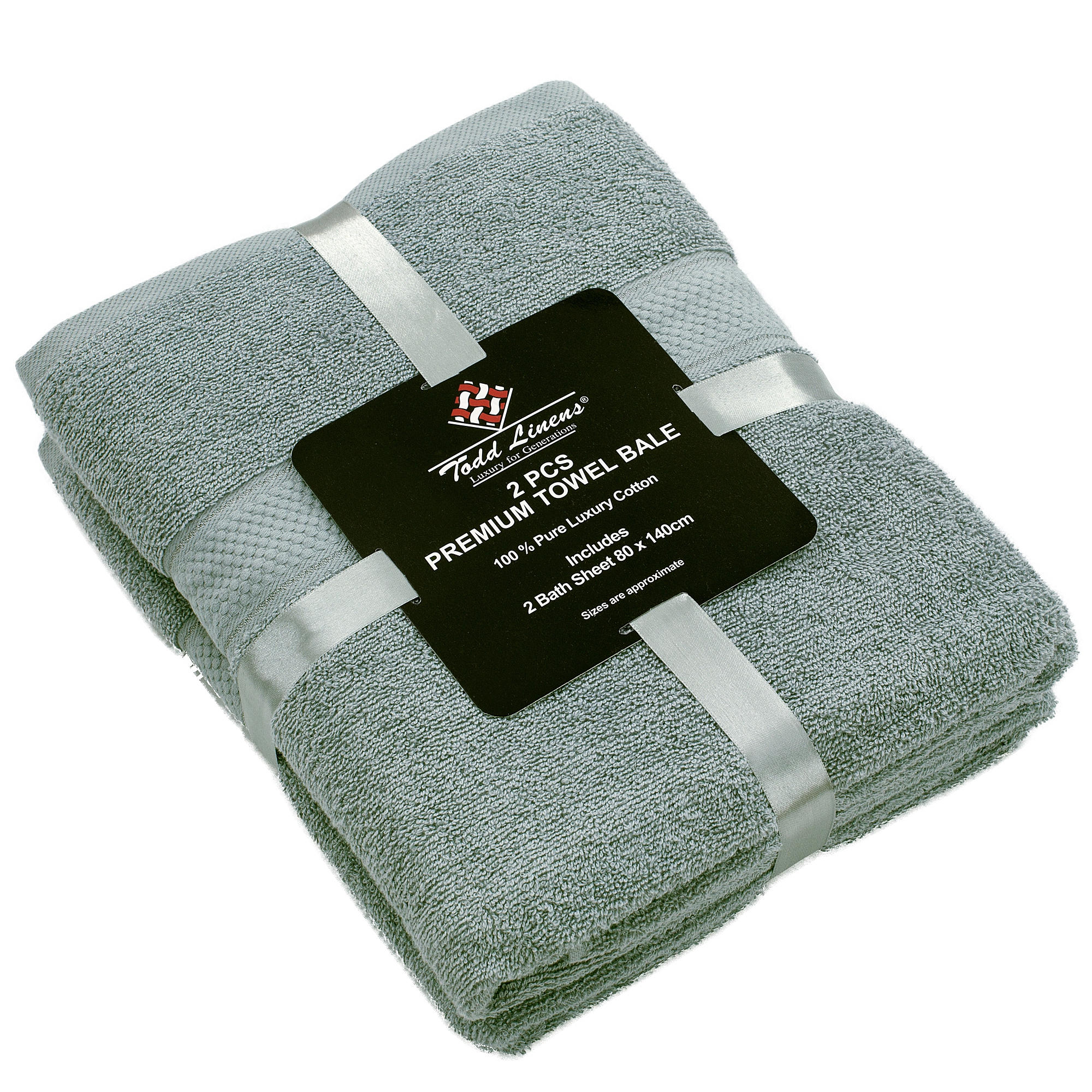 2 Pcs 100 % Cotton Premium Bath Sheet Towel Bale Set Silver Plain ...